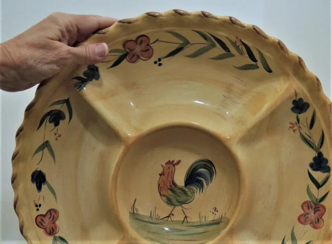 Vintage Handpainted Rooster Serving Platter - 4