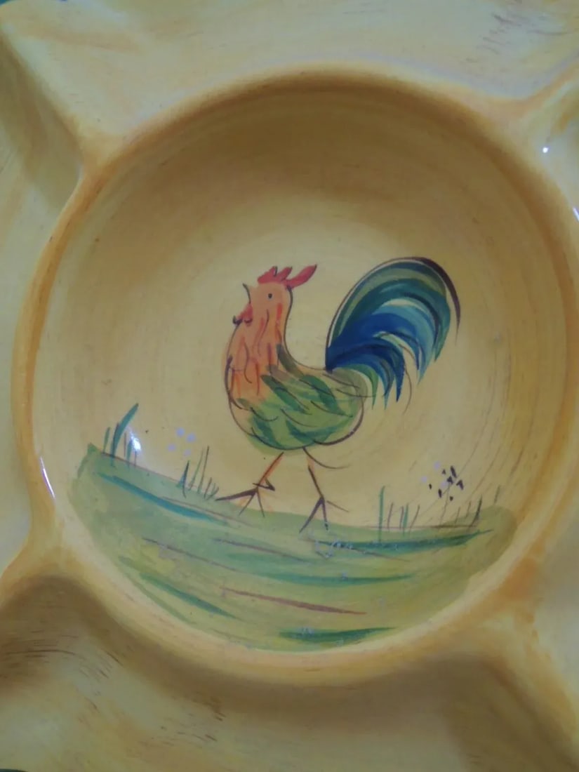 Vintage Handpainted Rooster Serving Platter - 8
