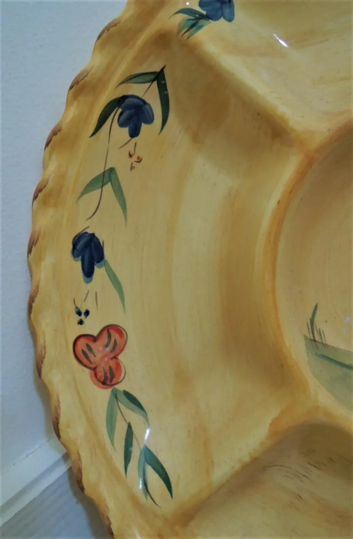 Vintage Handpainted Rooster Serving Platter - 9