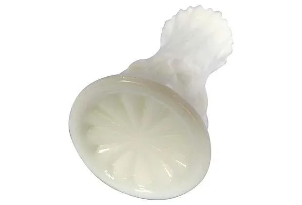 Tall Flute-Shaped Lattice Pattern Milk Glass Vase - 6