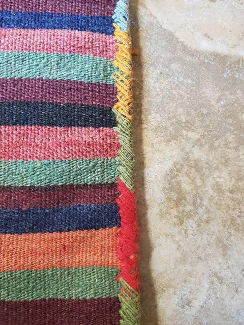 Vintage Turkish Hand Woven Kilim Donkey Saddle Bag - 4
