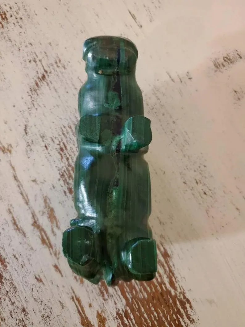 Malachite Carved Hippopotamus Shaped Stones - Set of 3 - 8