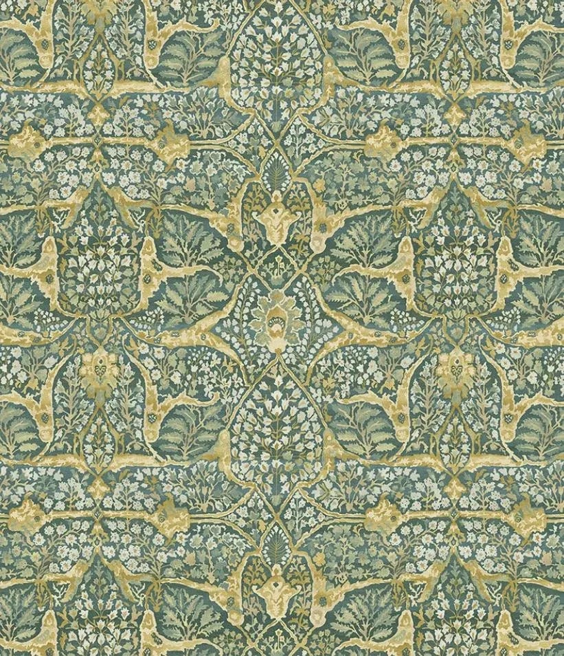 Lewis & Wood Alhambra Verdure Linen Cotton Fabric- 3 3/8 Yards - 2