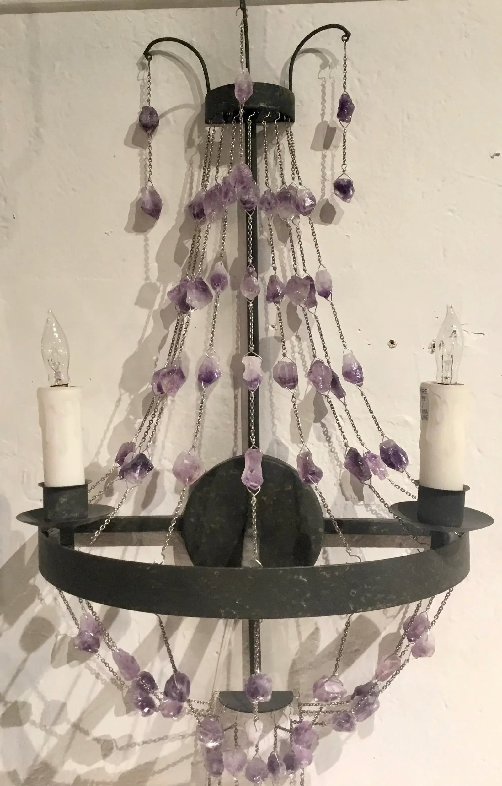 Boho Chic Modern Amethyst and Quartz Wall Sconce - 3