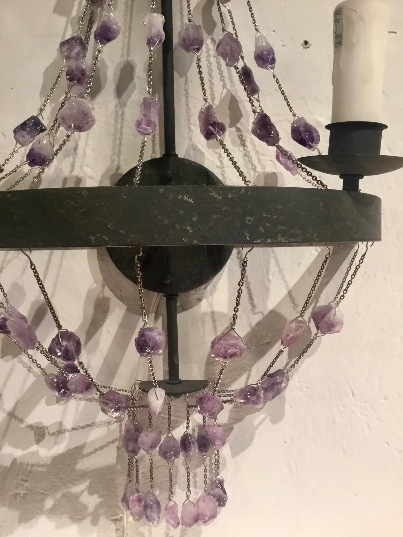 Boho Chic Modern Amethyst and Quartz Wall Sconce - 4
