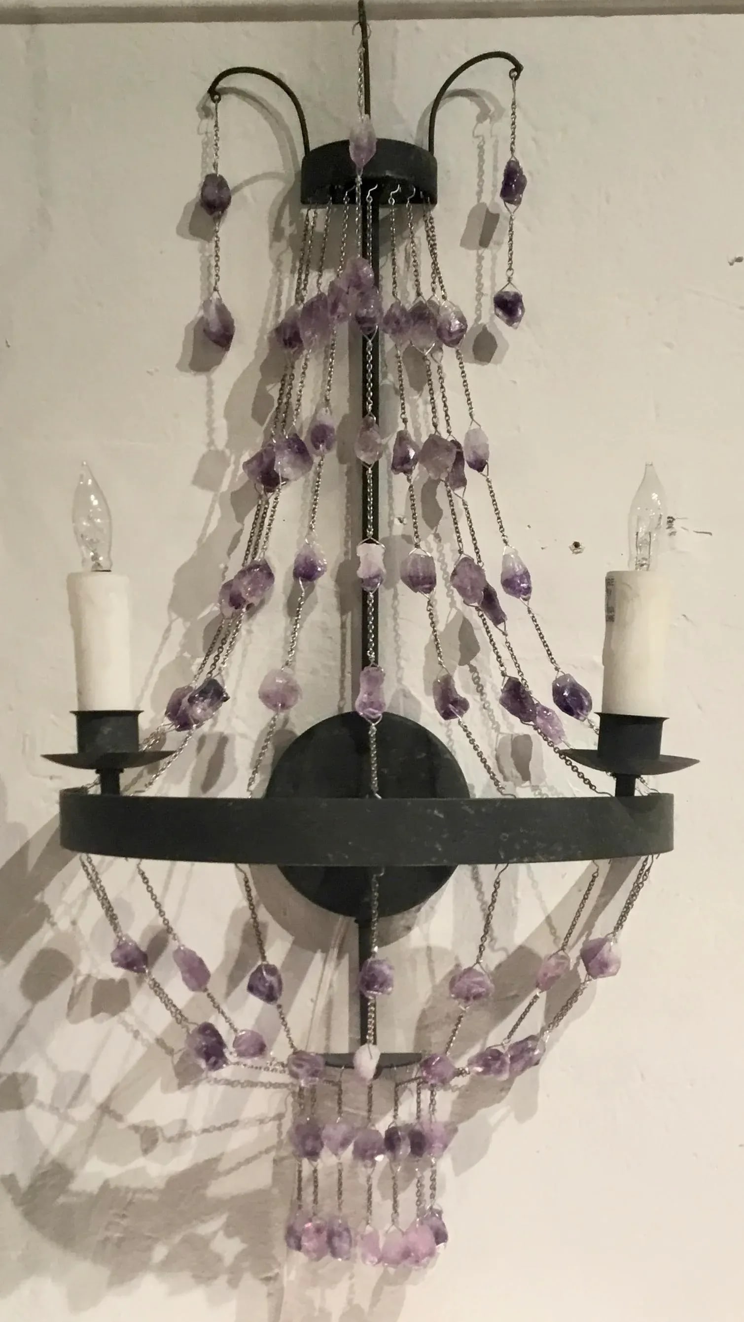 Boho Chic Modern Amethyst and Quartz Wall Sconce - 5