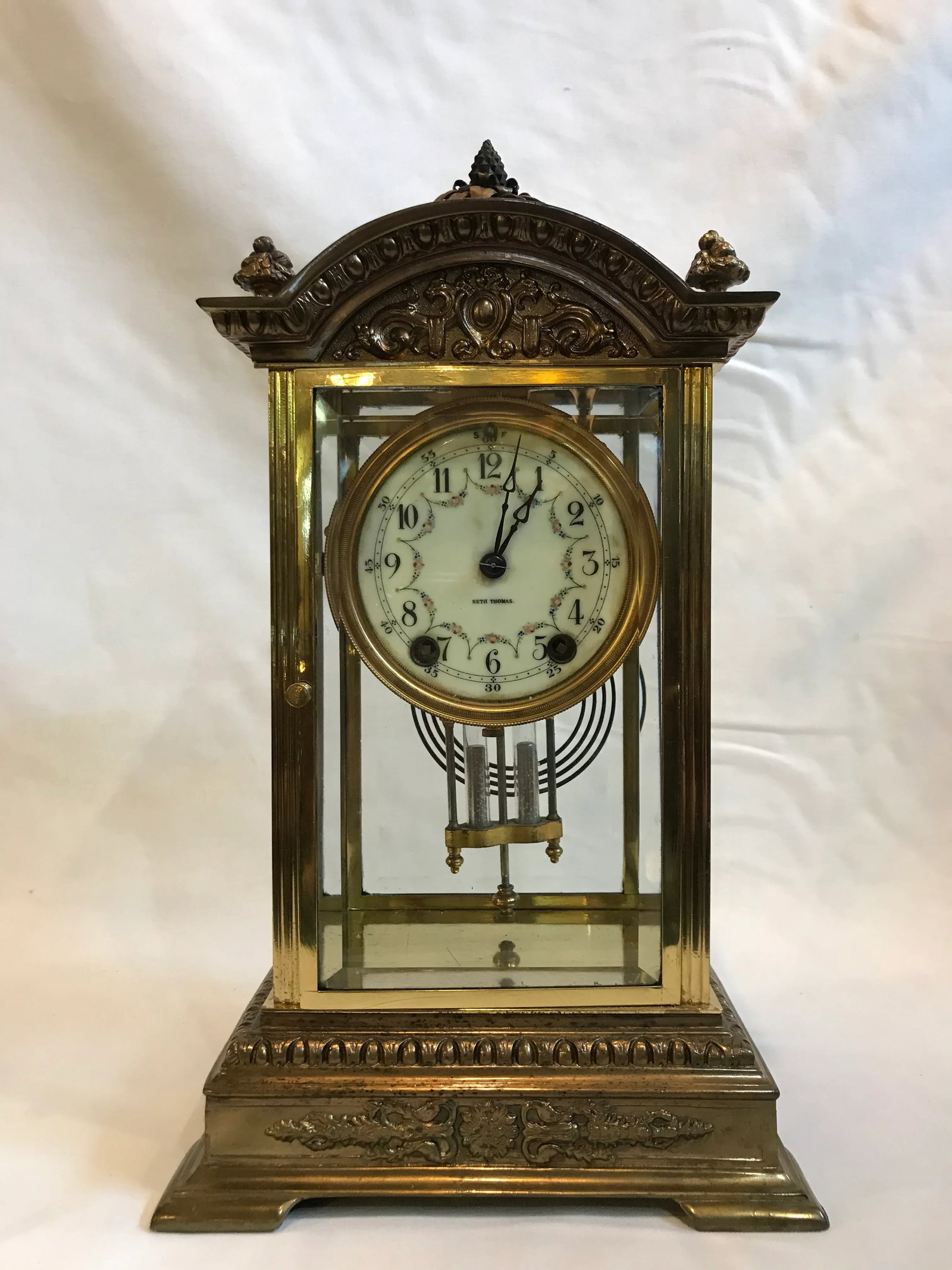 Early 20th Century Early Brass Seth Thomas Crystal Regulator Clock - 13