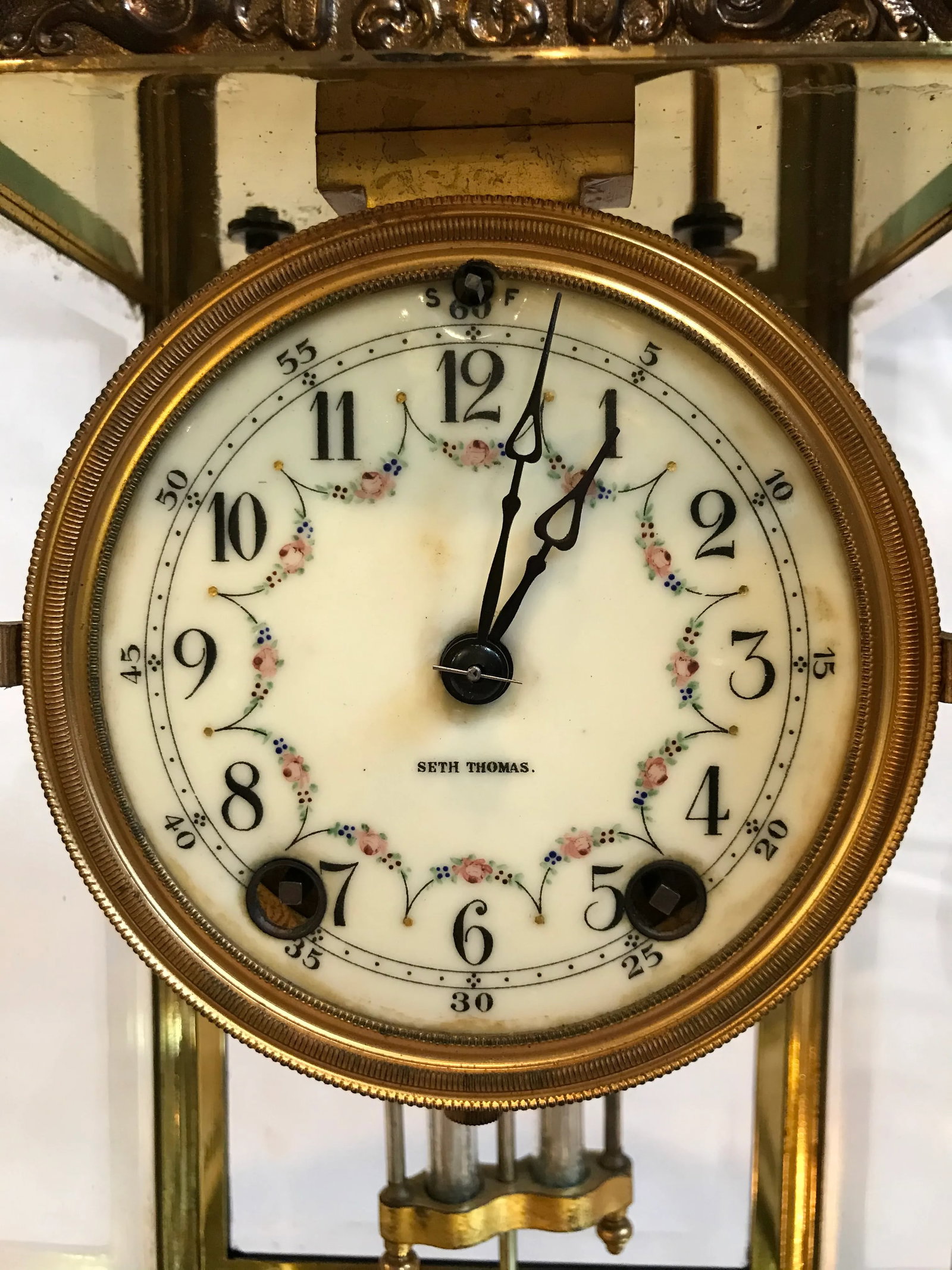 Early 20th Century Early Brass Seth Thomas Crystal Regulator Clock - 2