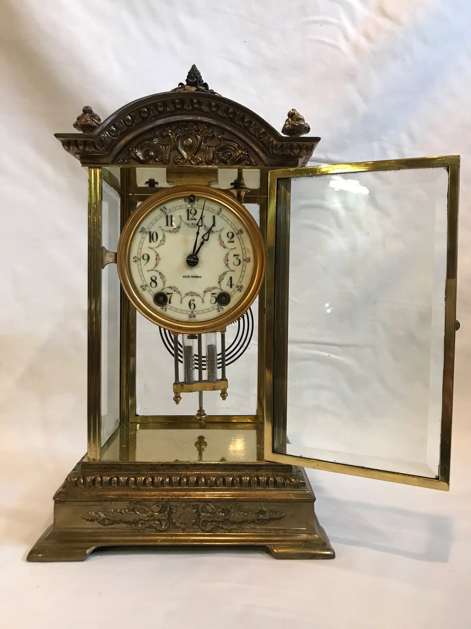 Early 20th Century Early Brass Seth Thomas Crystal Regulator Clock - 3