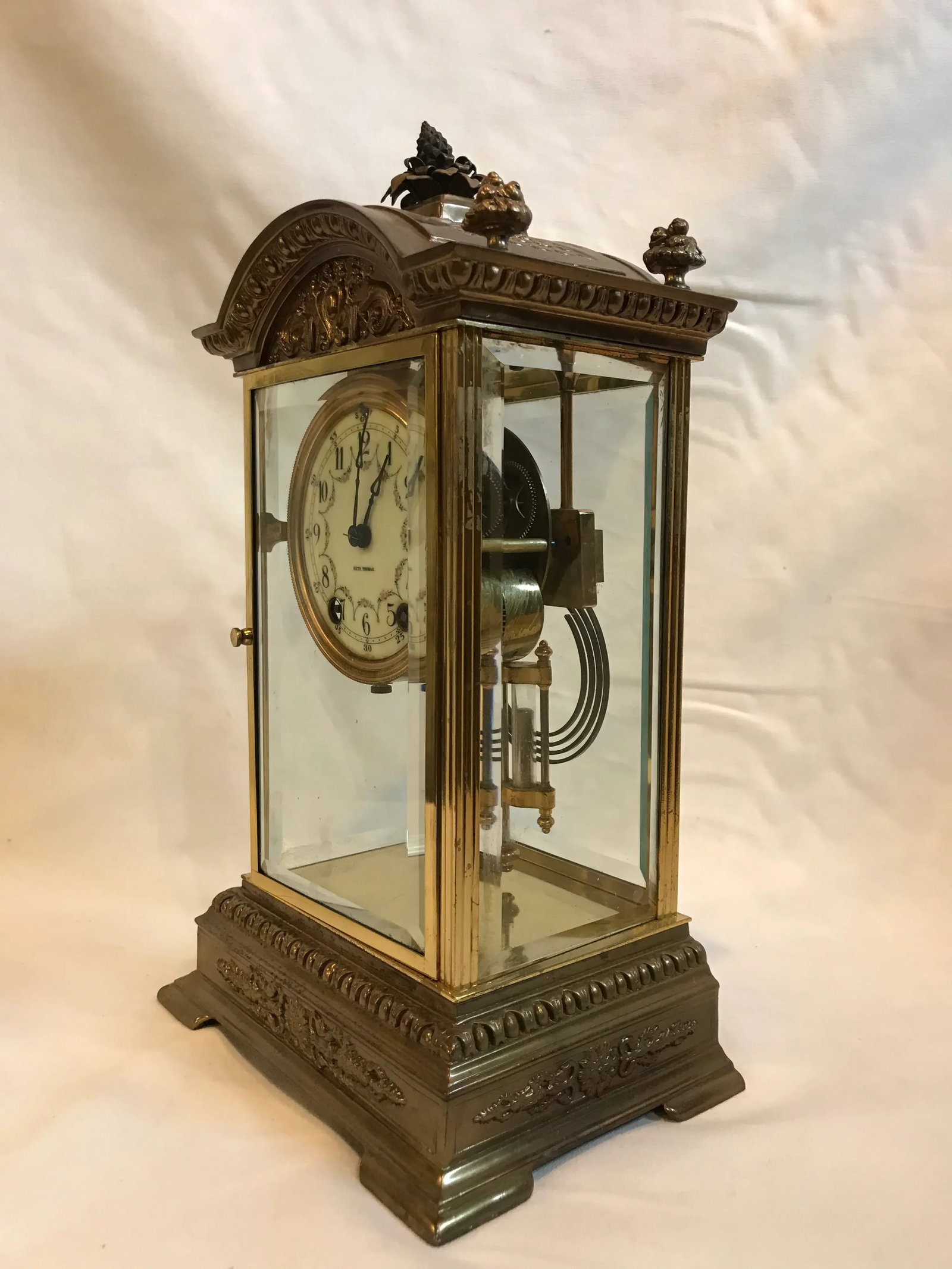 Early 20th Century Early Brass Seth Thomas Crystal Regulator Clock - 4