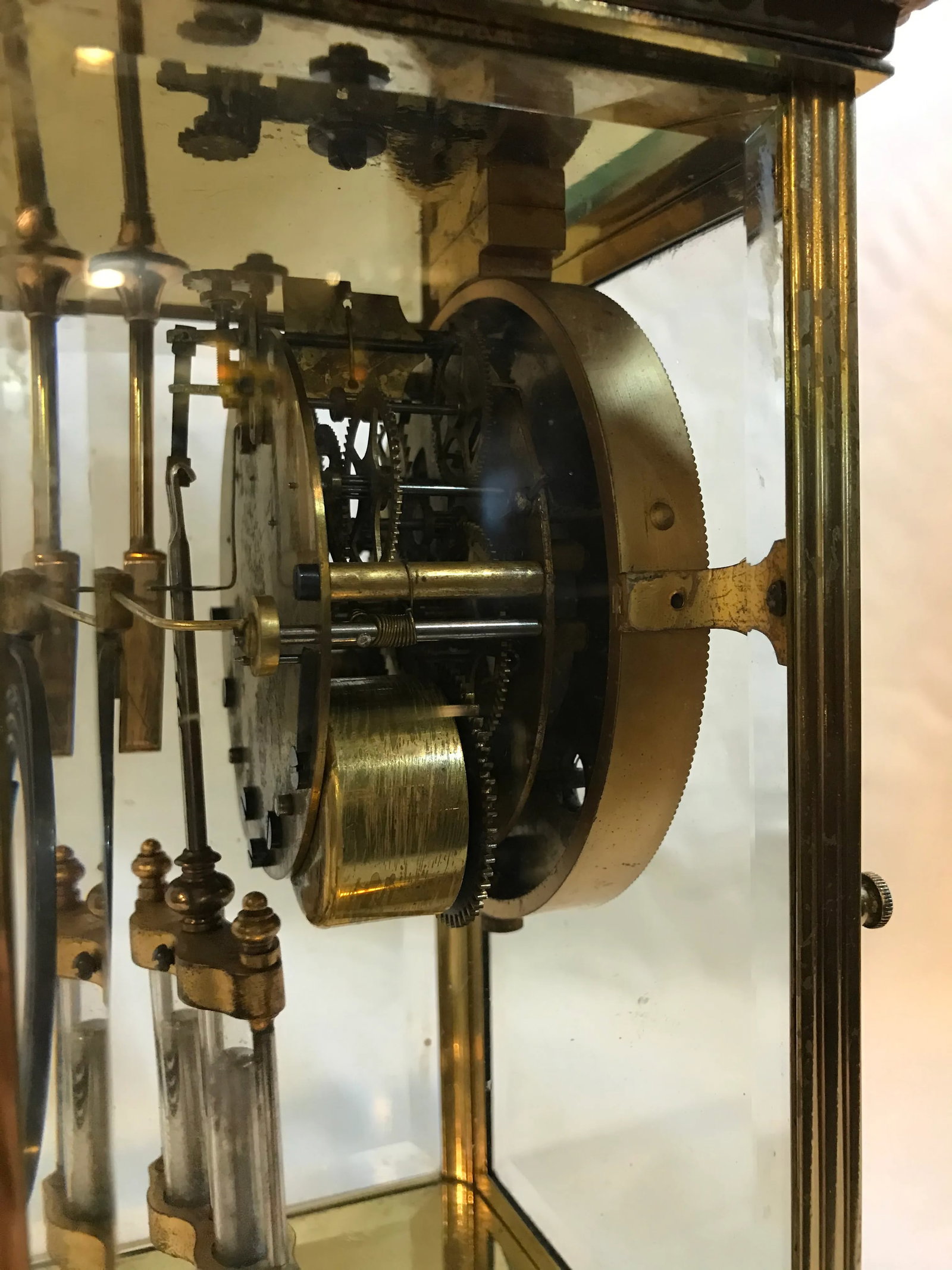 Early 20th Century Early Brass Seth Thomas Crystal Regulator Clock - 9