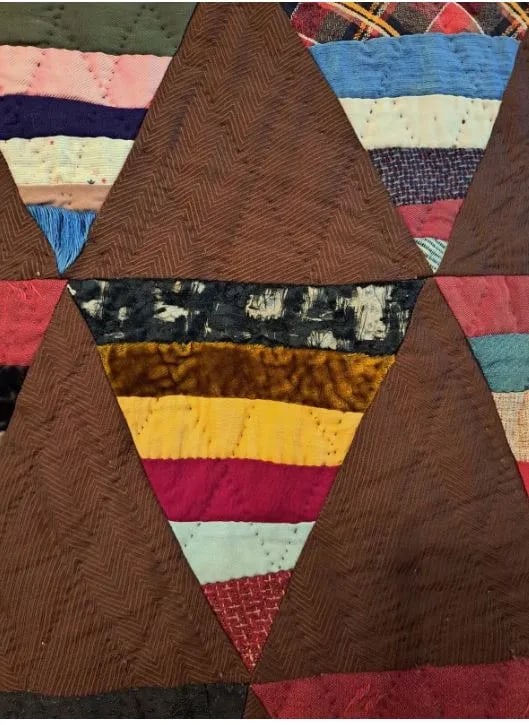 Late 19th Century Mennonite Quilt Roman Stripes Parallel Variation - Hand Pierced - 11