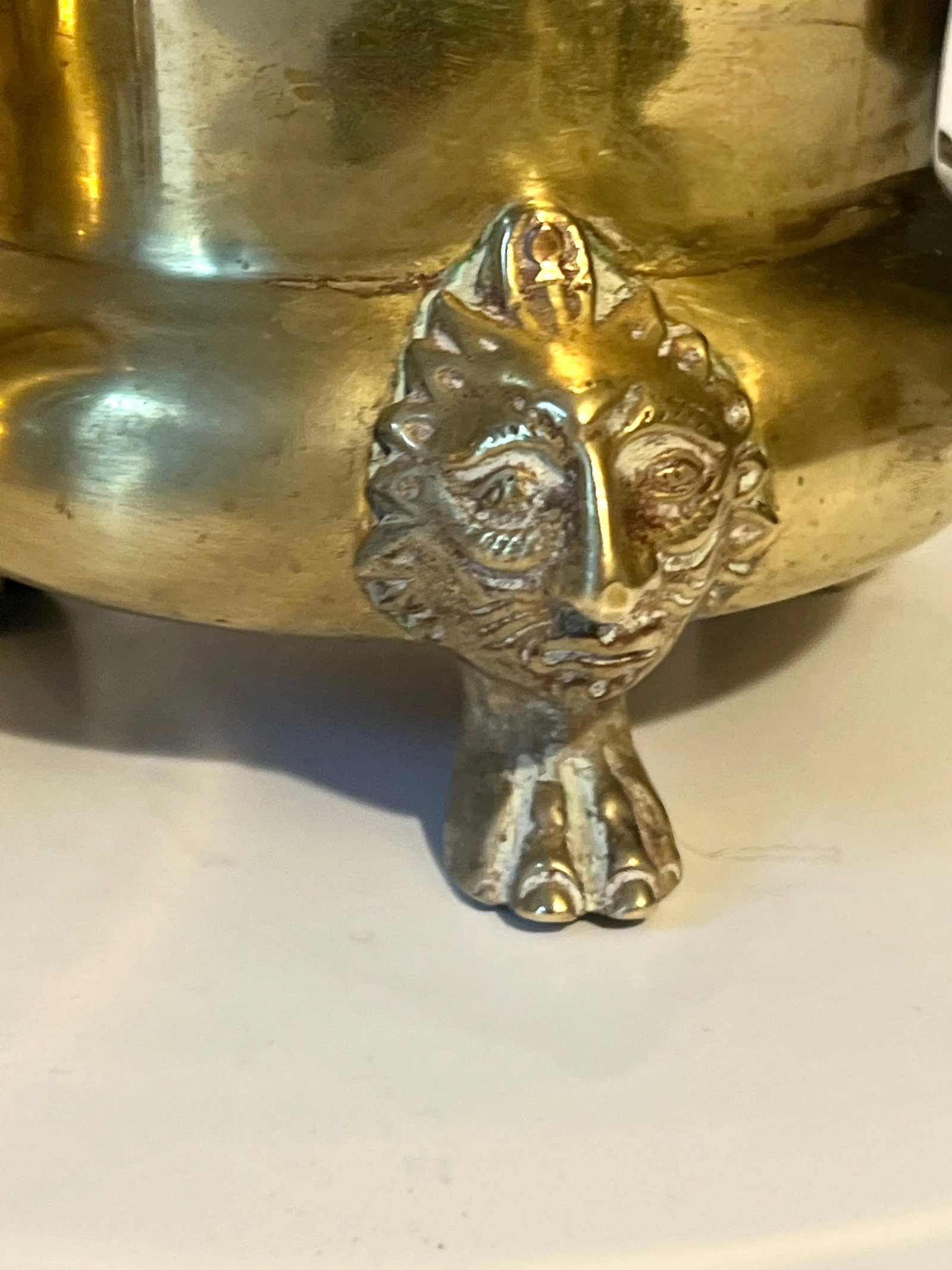 Pair of Brass Planters or Jardinieres with Lion Paw Feet - 2