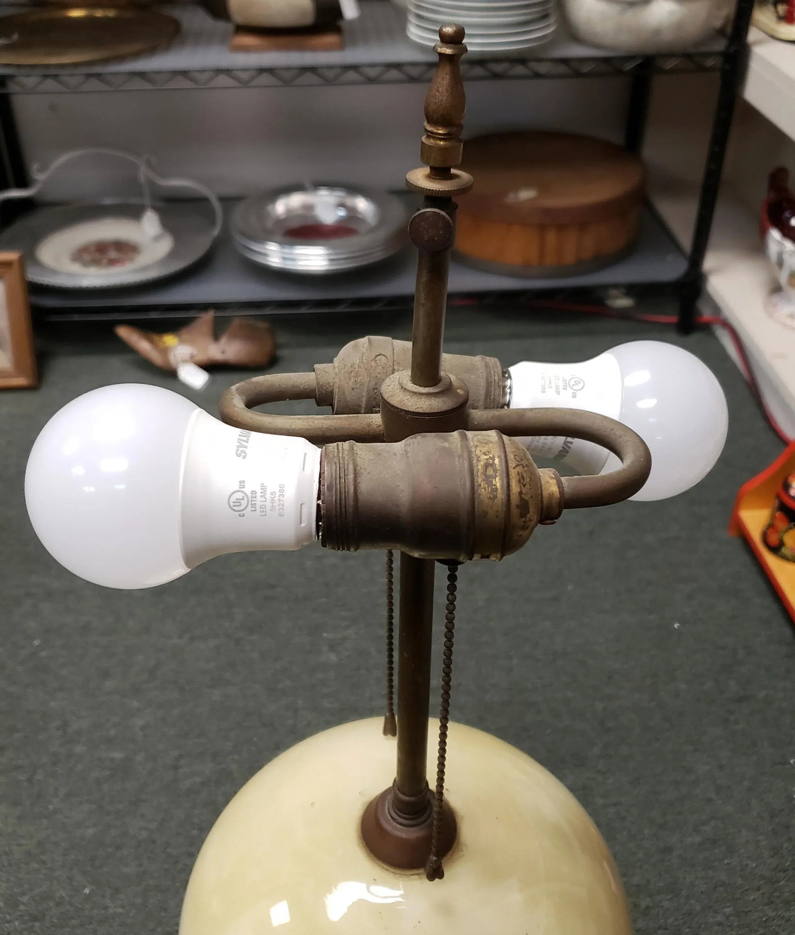 Circa 1930 English Transferware Glass Dome Base Table Lamp With American Western Frontier Motifs - 11