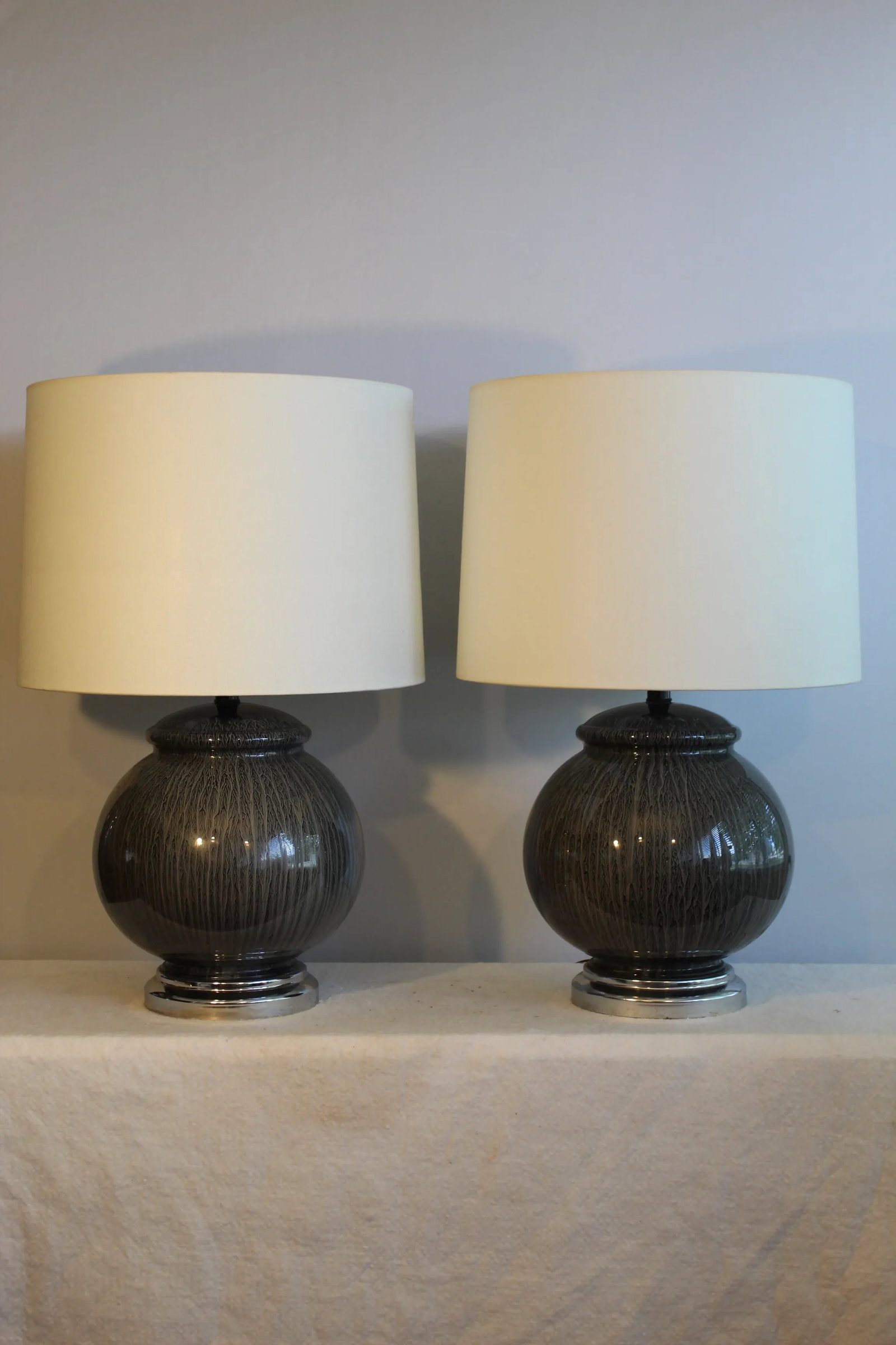 Tyndale Mid-Century Modern Pin Striped Table Lamps - a Pair - 2