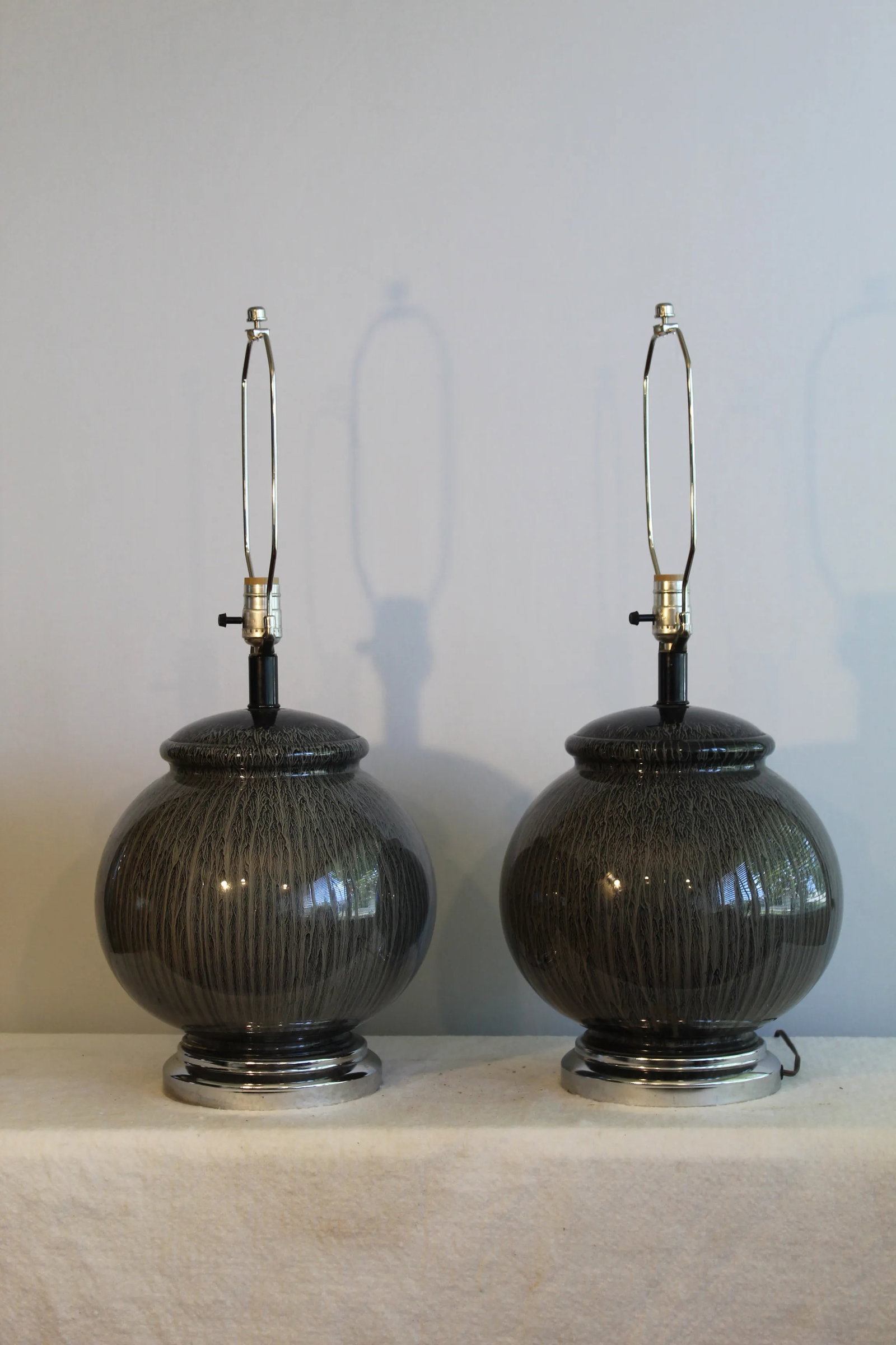 Tyndale Mid-Century Modern Pin Striped Table Lamps - a Pair - 3