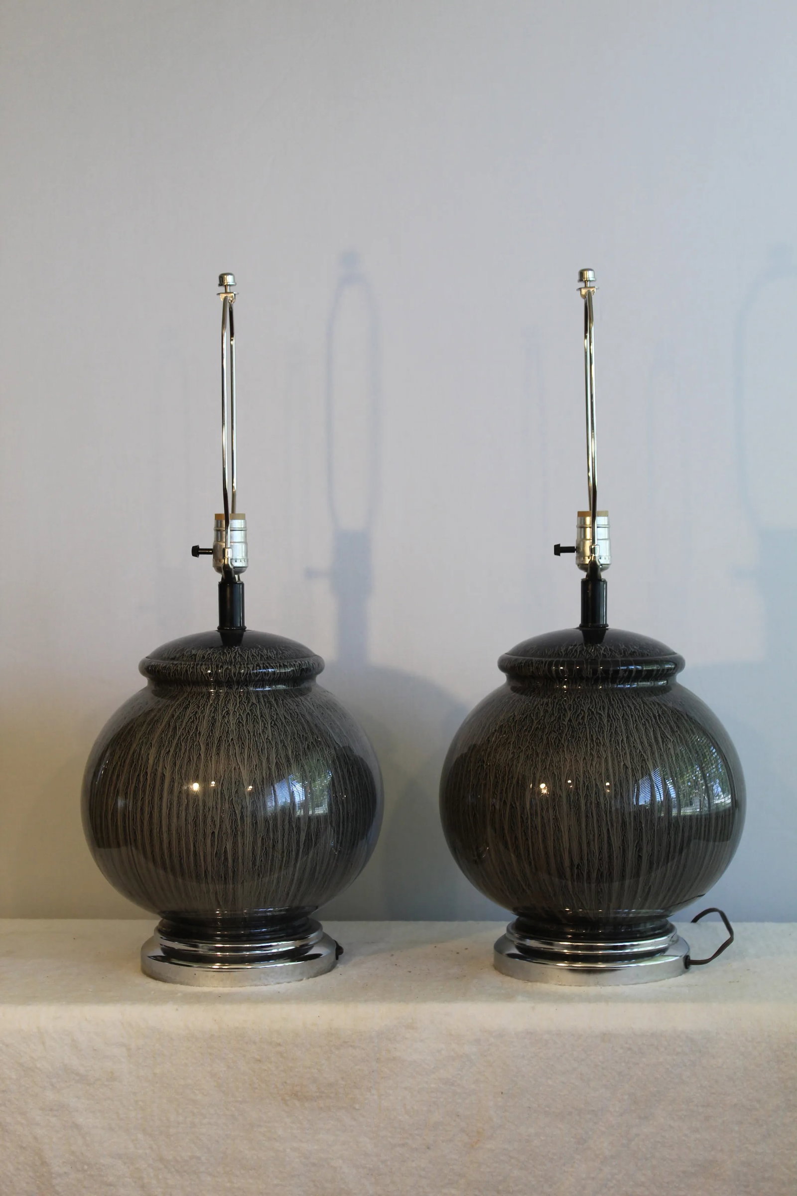 Tyndale Mid-Century Modern Pin Striped Table Lamps - a Pair - 4