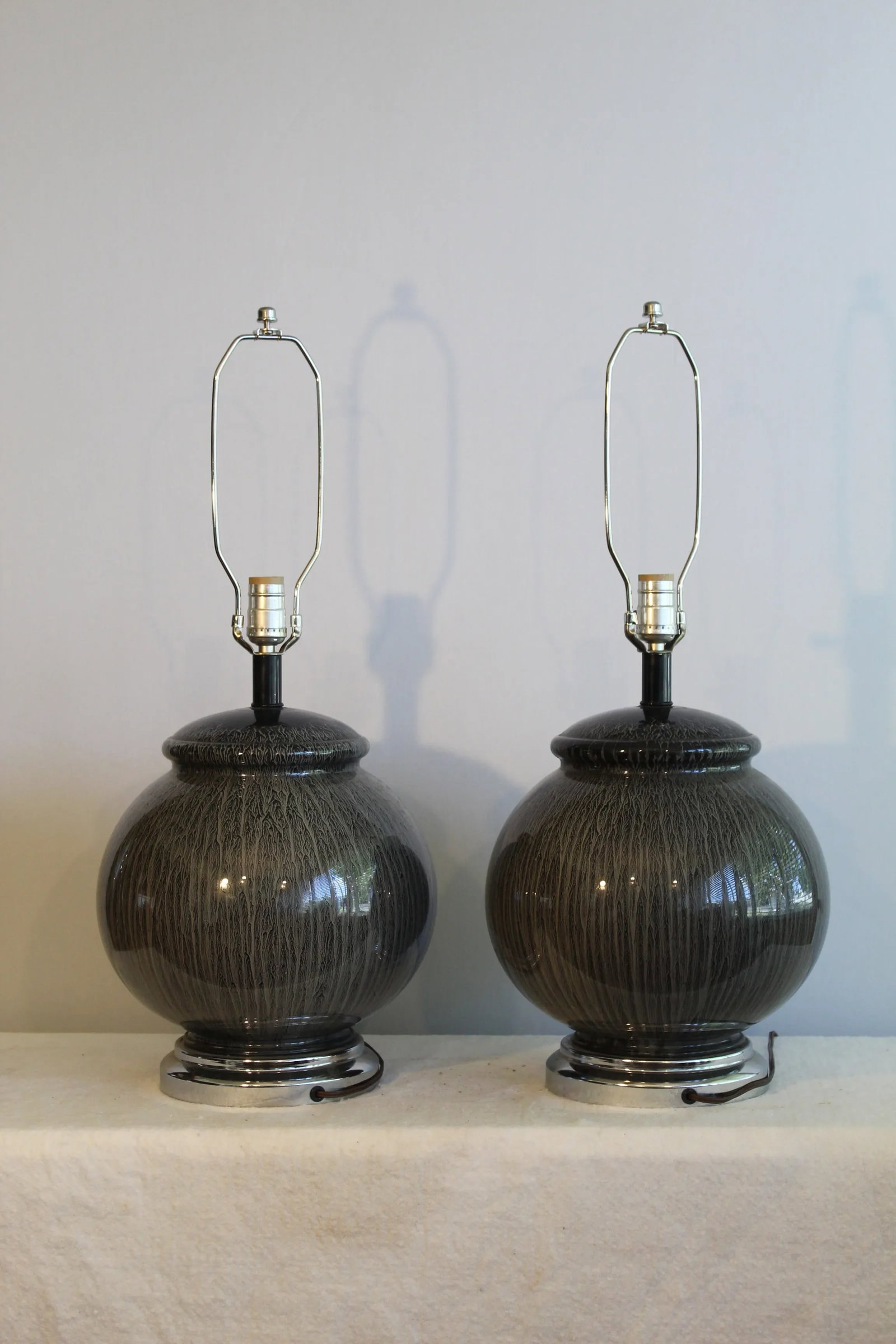 Tyndale Mid-Century Modern Pin Striped Table Lamps - a Pair - 5