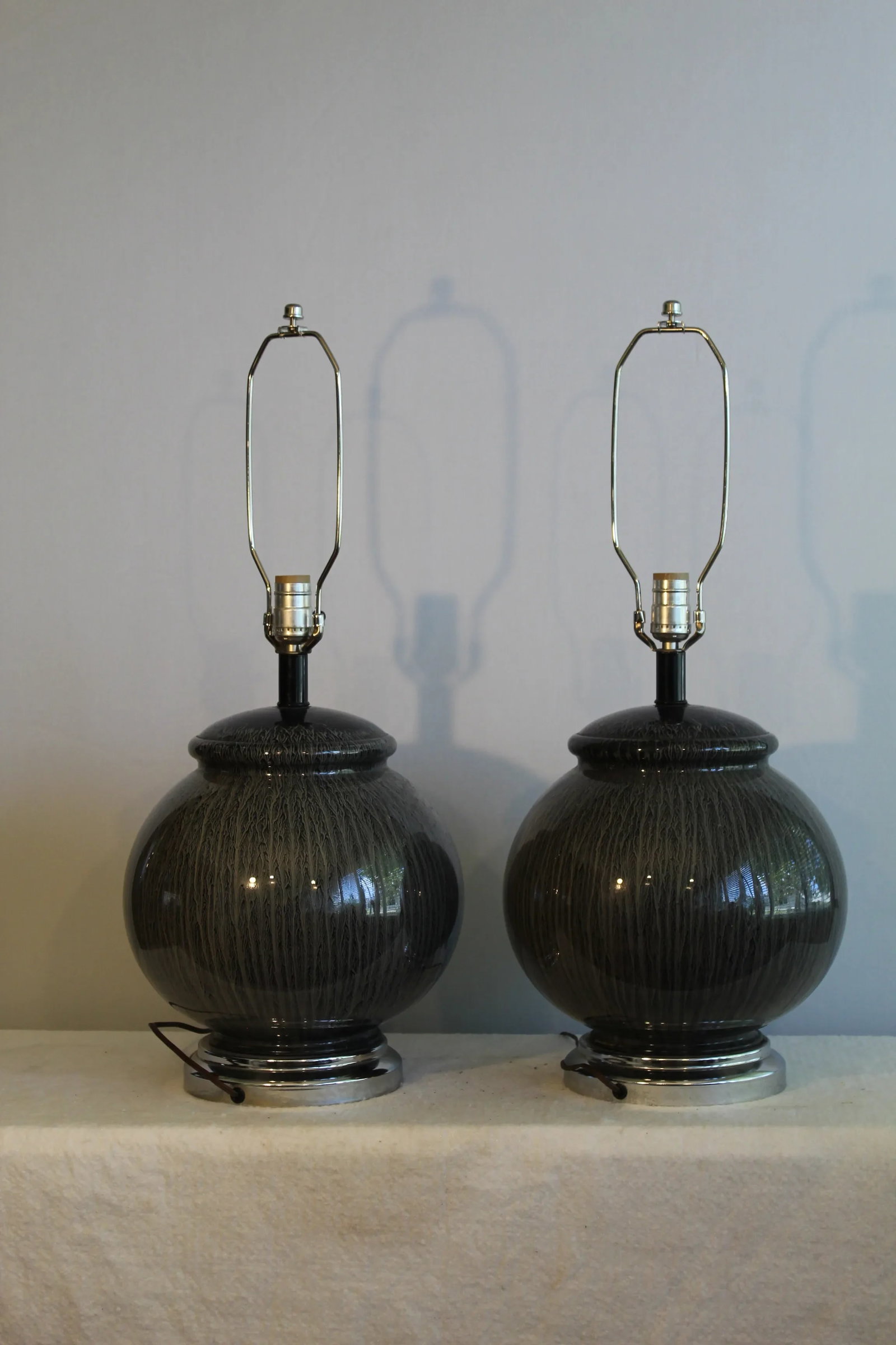 Tyndale Mid-Century Modern Pin Striped Table Lamps - a Pair - 8