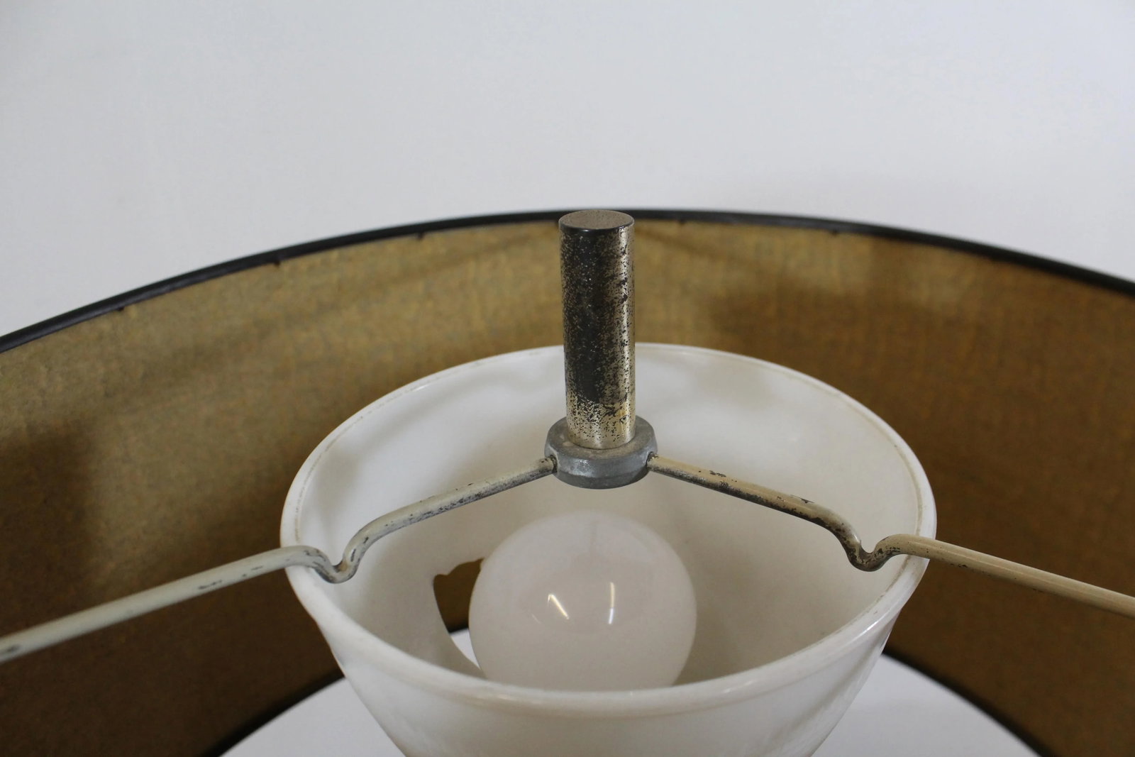 Mid-Century Modern Caged Wire Base Drum Shade Painted Table Lamp - 10