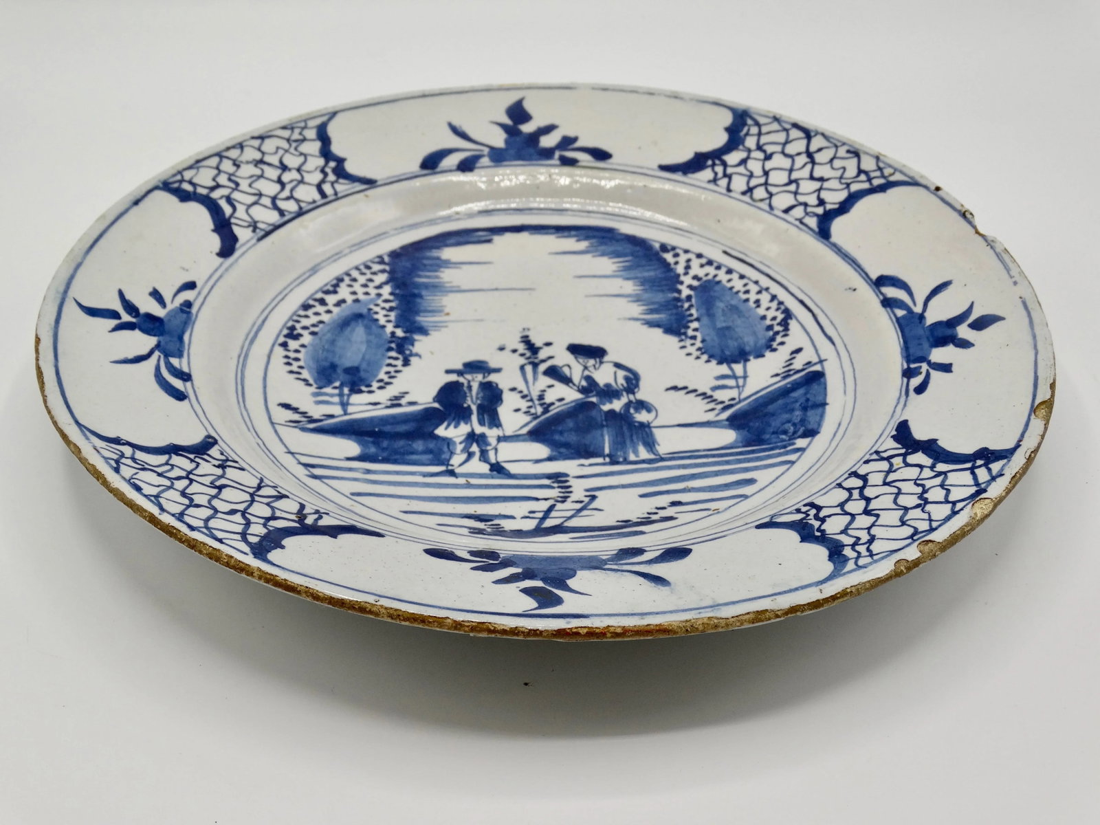 Antique Delft Chinoiserie Charger With Figures - 2