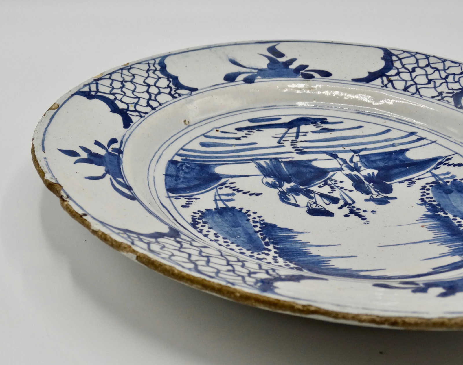 Antique Delft Chinoiserie Charger With Figures - 4