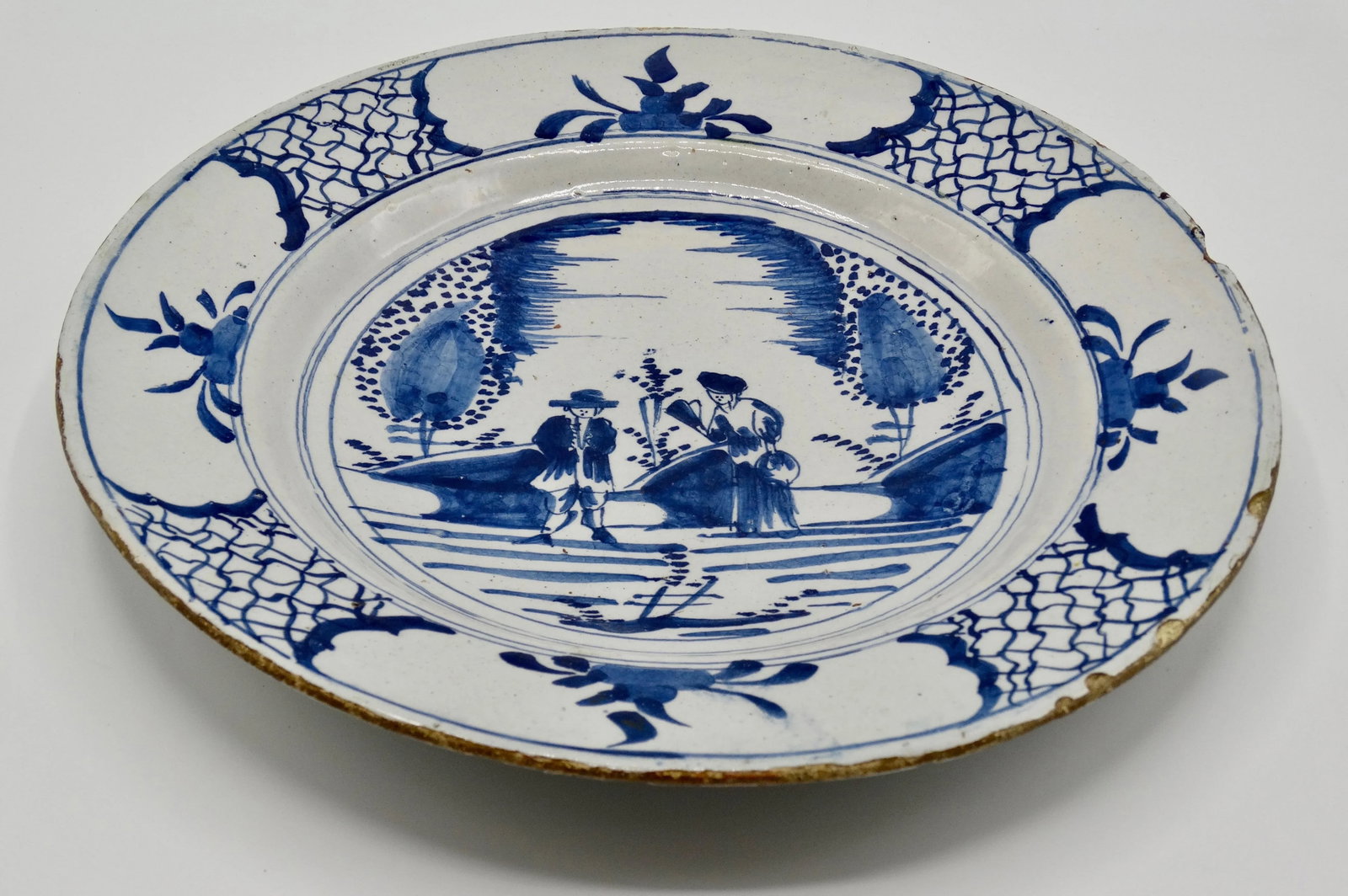 Antique Delft Chinoiserie Charger With Figures - 5