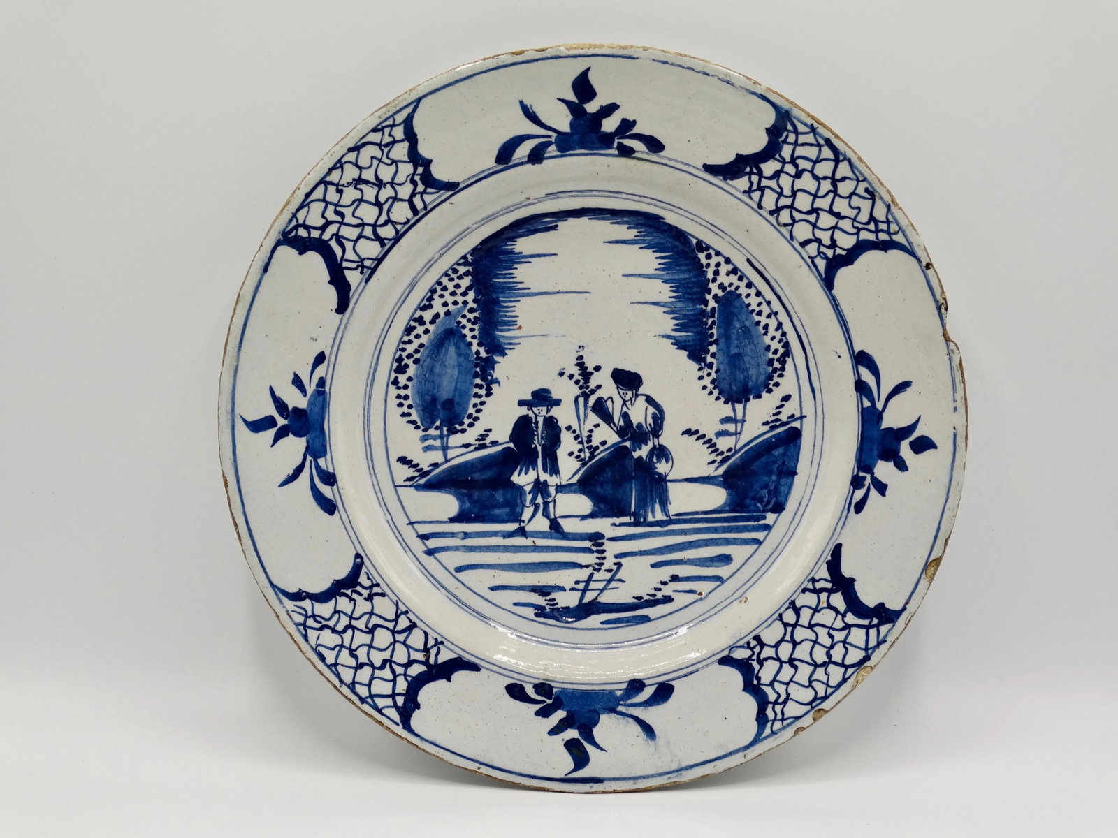 Antique Delft Chinoiserie Charger With Figures - 6