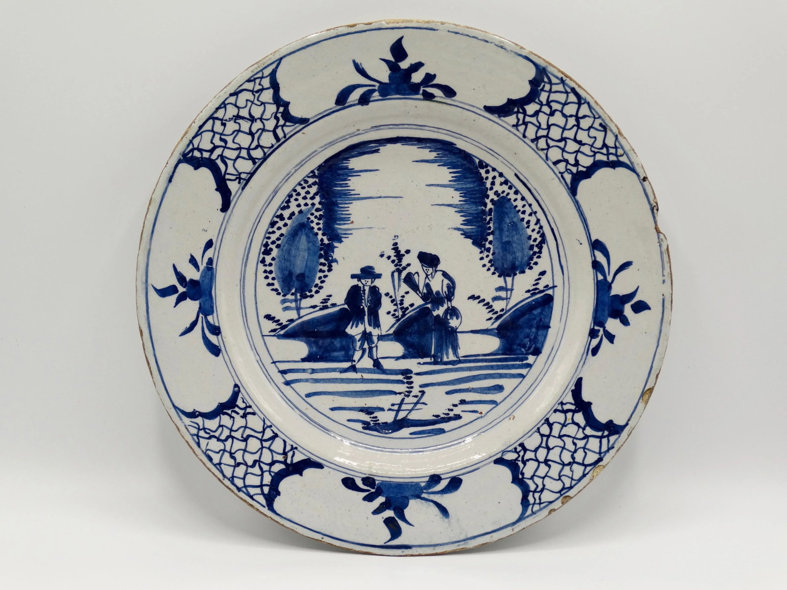 Antique Delft Chinoiserie Charger With Figures - 7