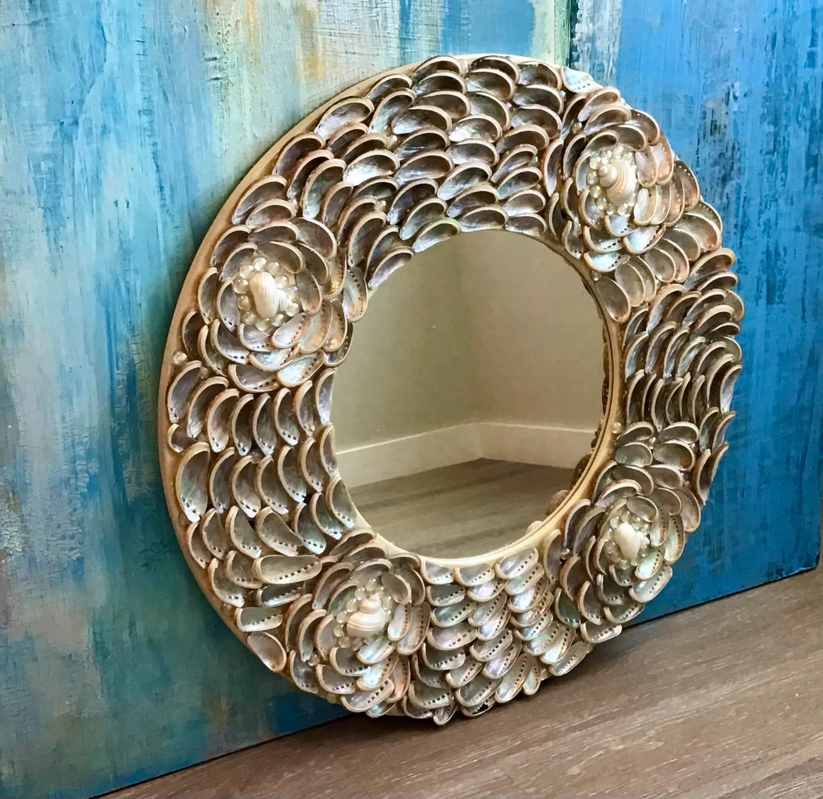 Stunning Silver Iridescent Abalone Seashells ...Rosette Pattern - 2