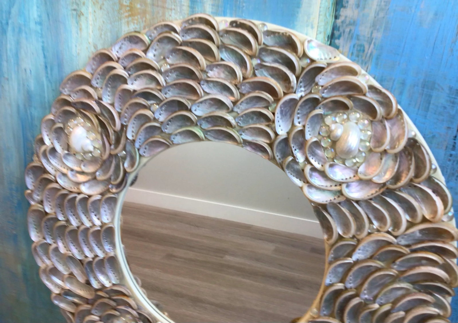 Stunning Silver Iridescent Abalone Seashells ...Rosette Pattern - 3