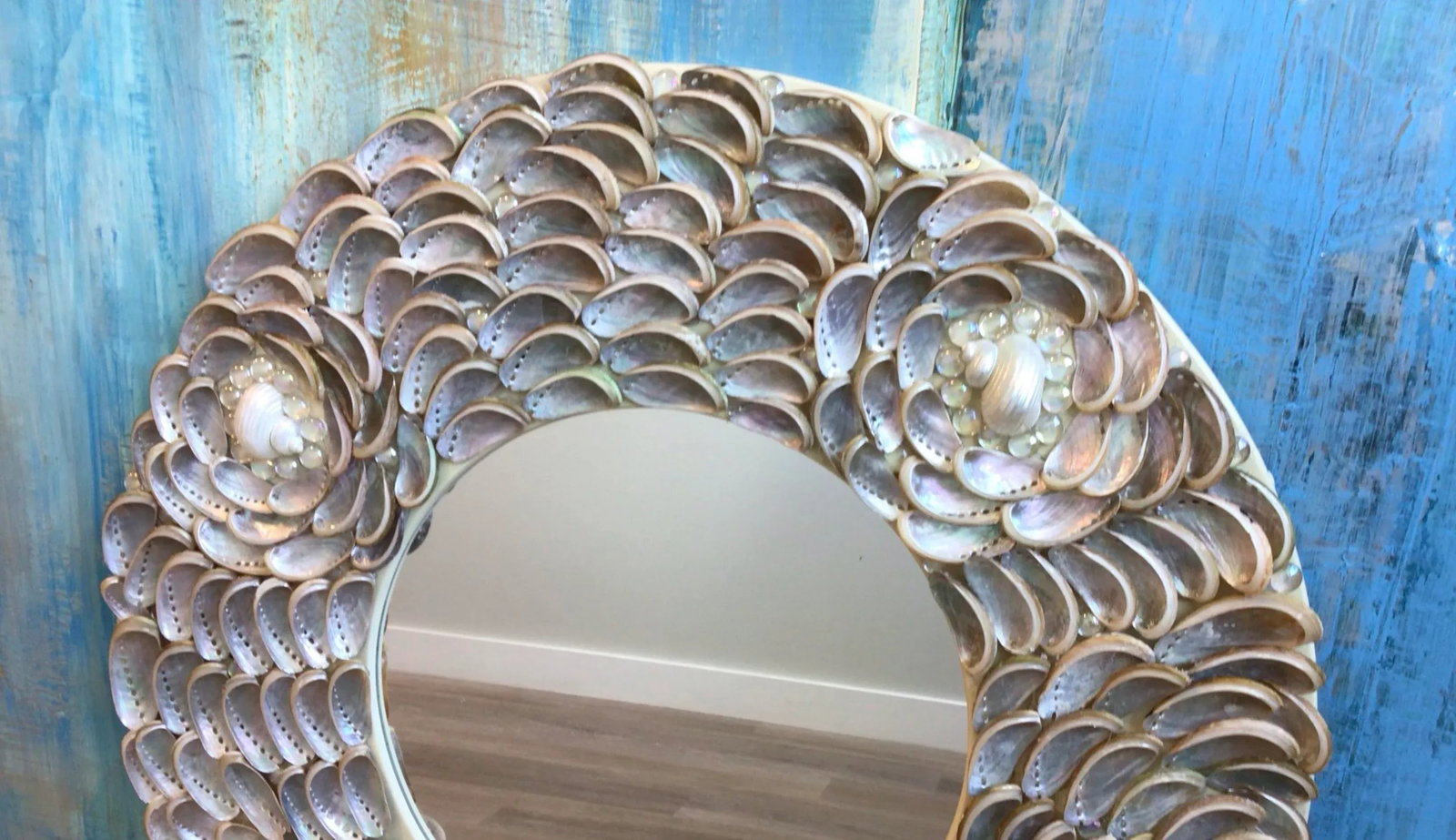 Stunning Silver Iridescent Abalone Seashells ...Rosette Pattern - 4