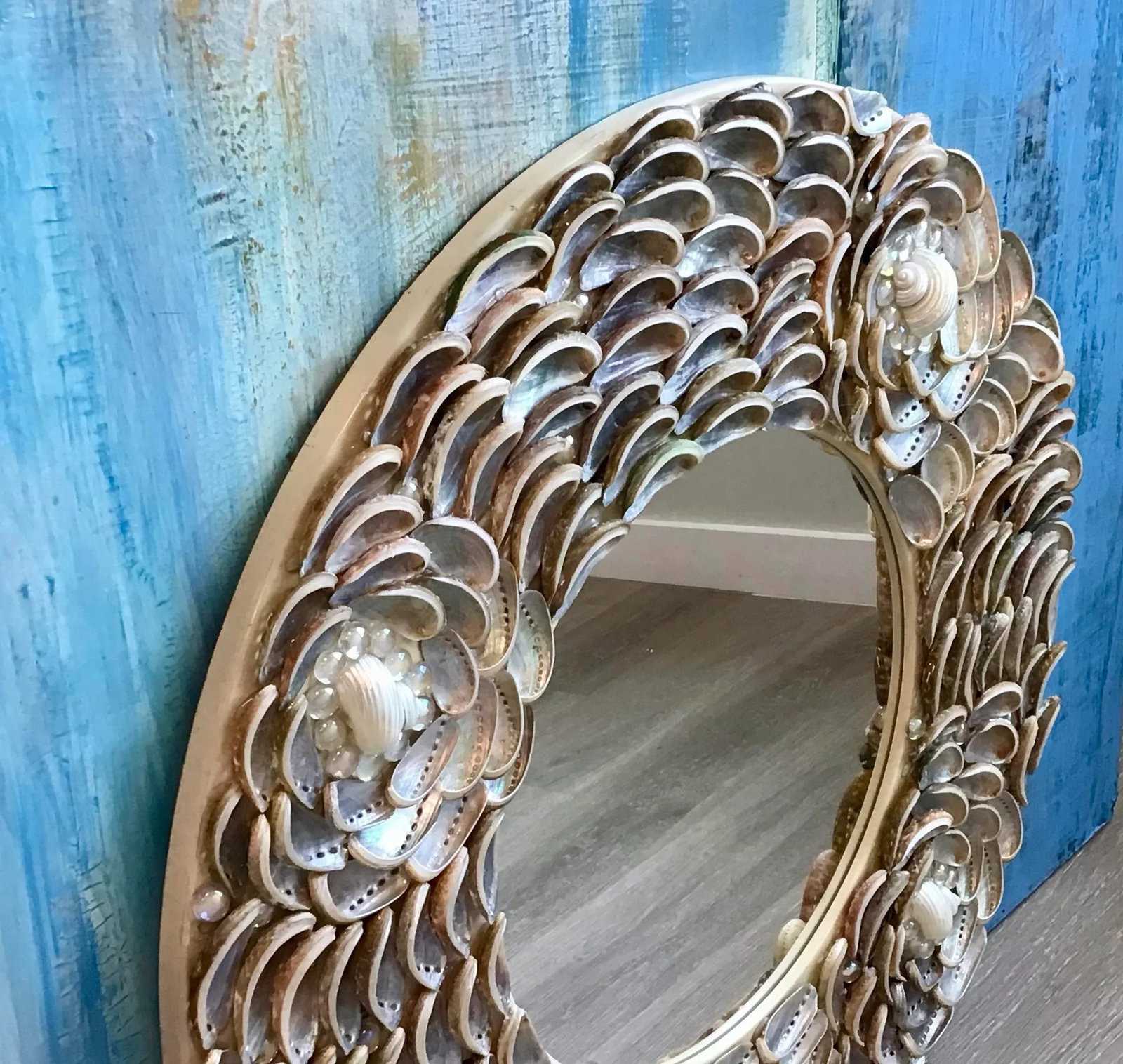 Stunning Silver Iridescent Abalone Seashells ...Rosette Pattern - 5