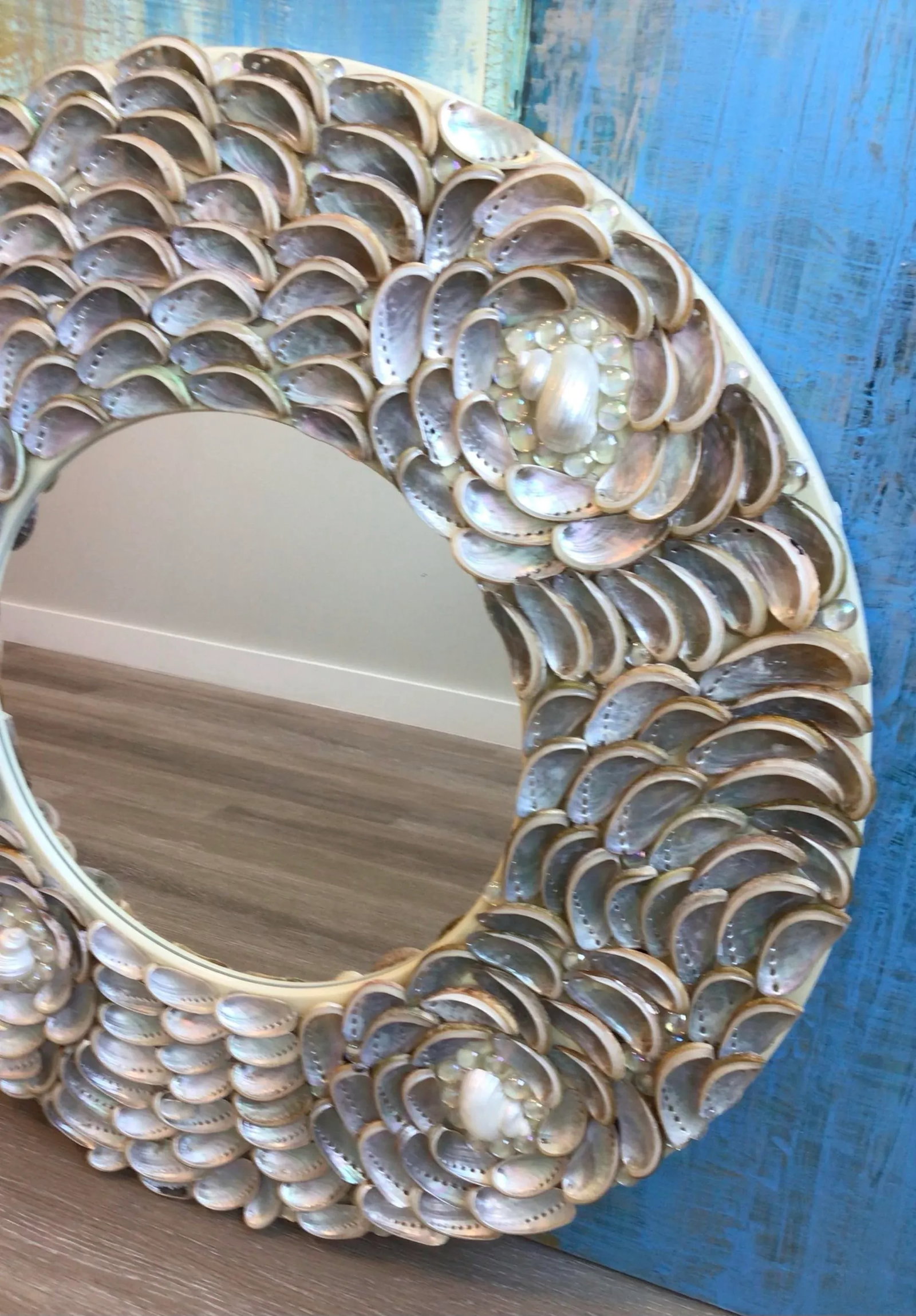 Stunning Silver Iridescent Abalone Seashells ...Rosette Pattern - 7