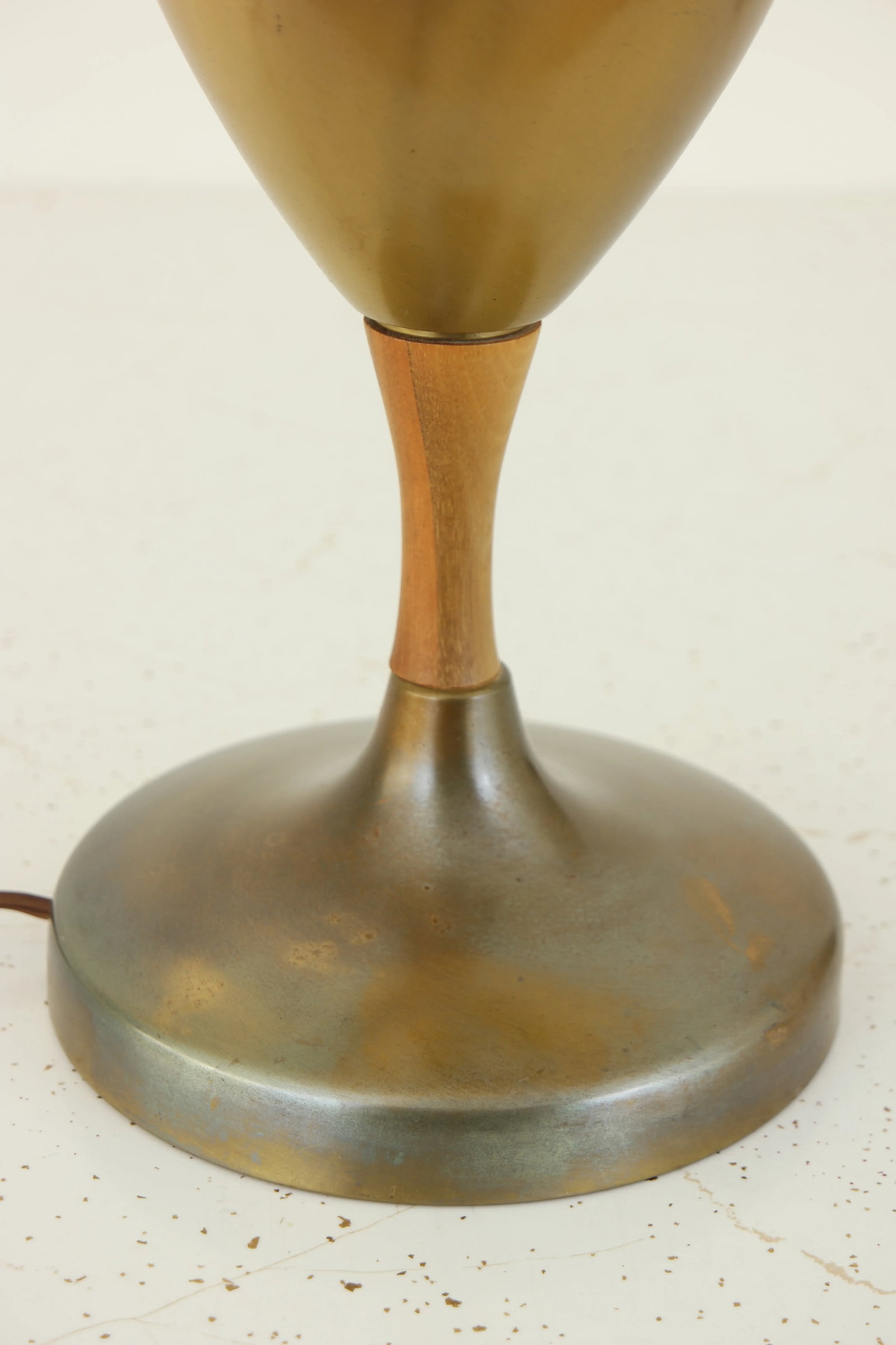 Vintage Brass & Wood Table Lamp - 7