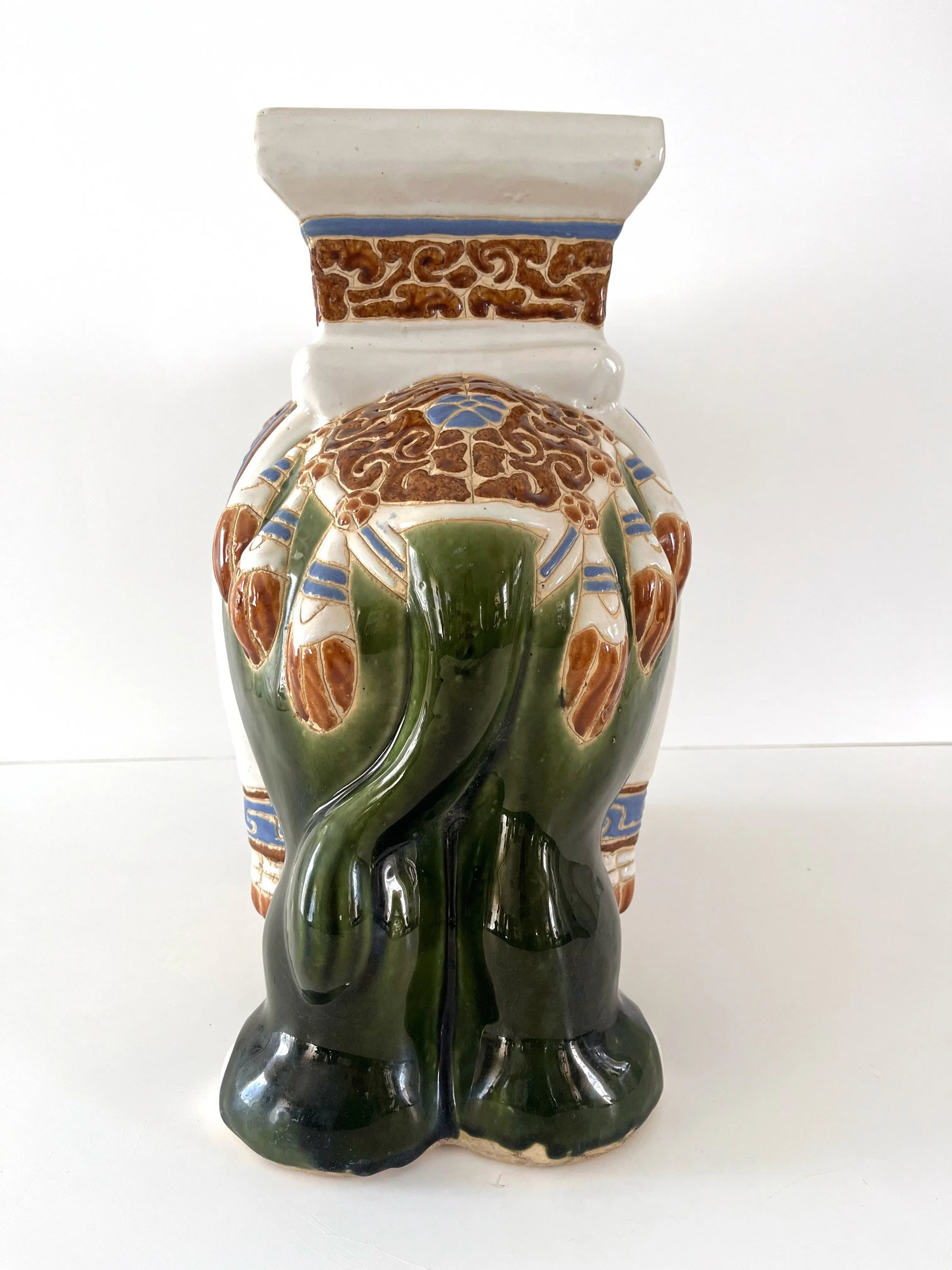 Mid Century Ceramic Elephant Garden Stool or Plant Stand - 10