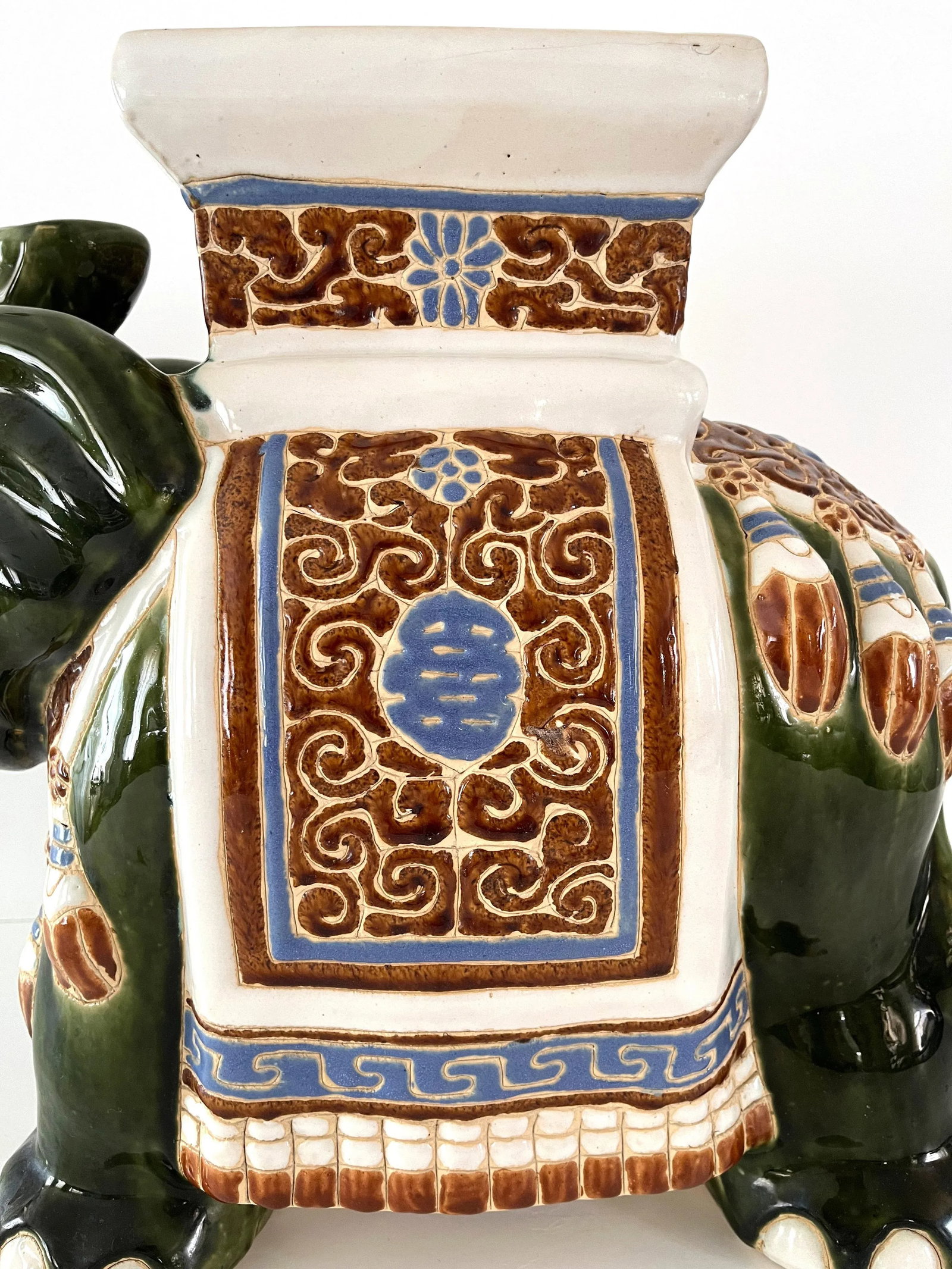 Mid Century Ceramic Elephant Garden Stool or Plant Stand - 3