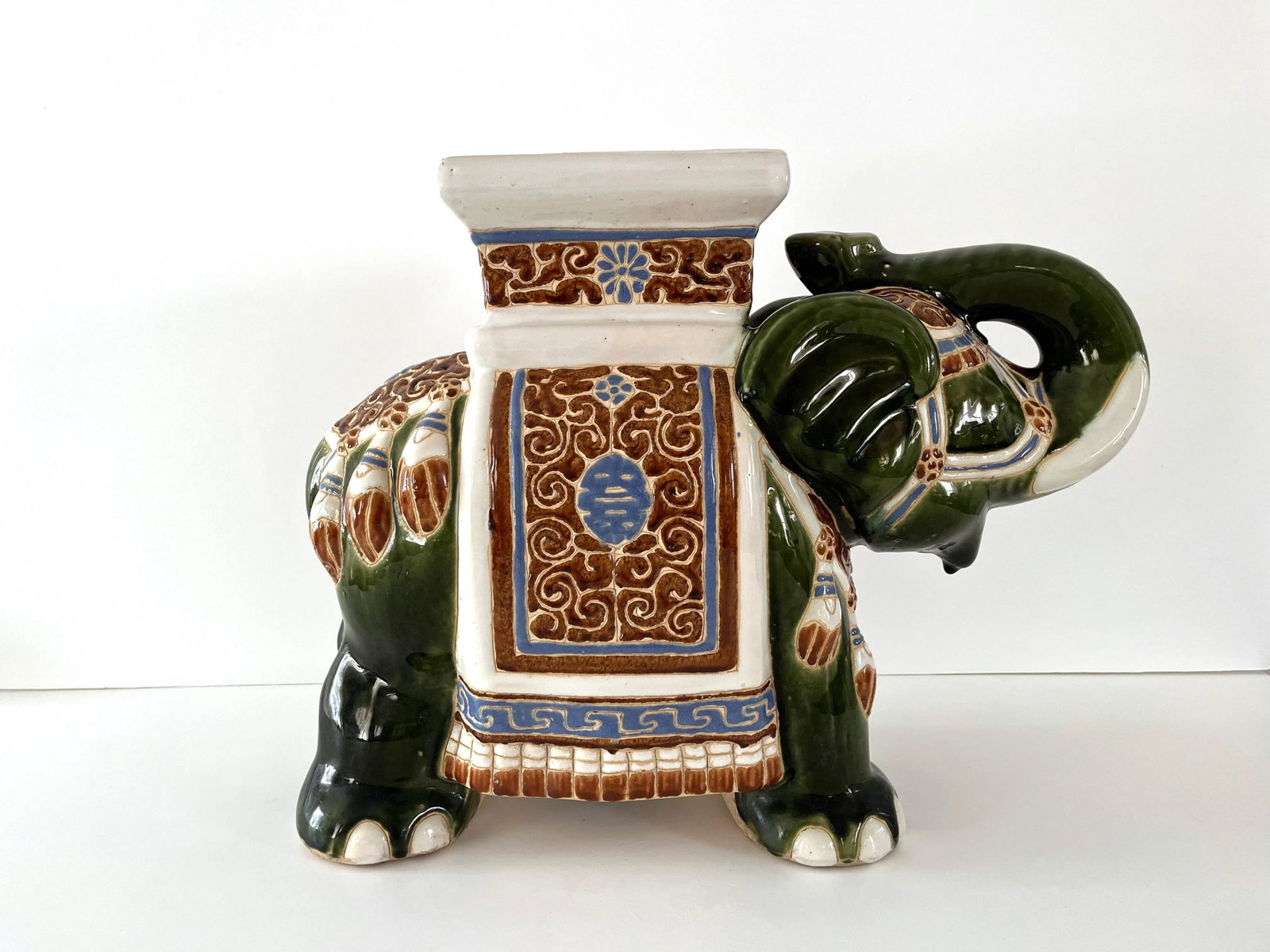 Mid Century Ceramic Elephant Garden Stool or Plant Stand - 5