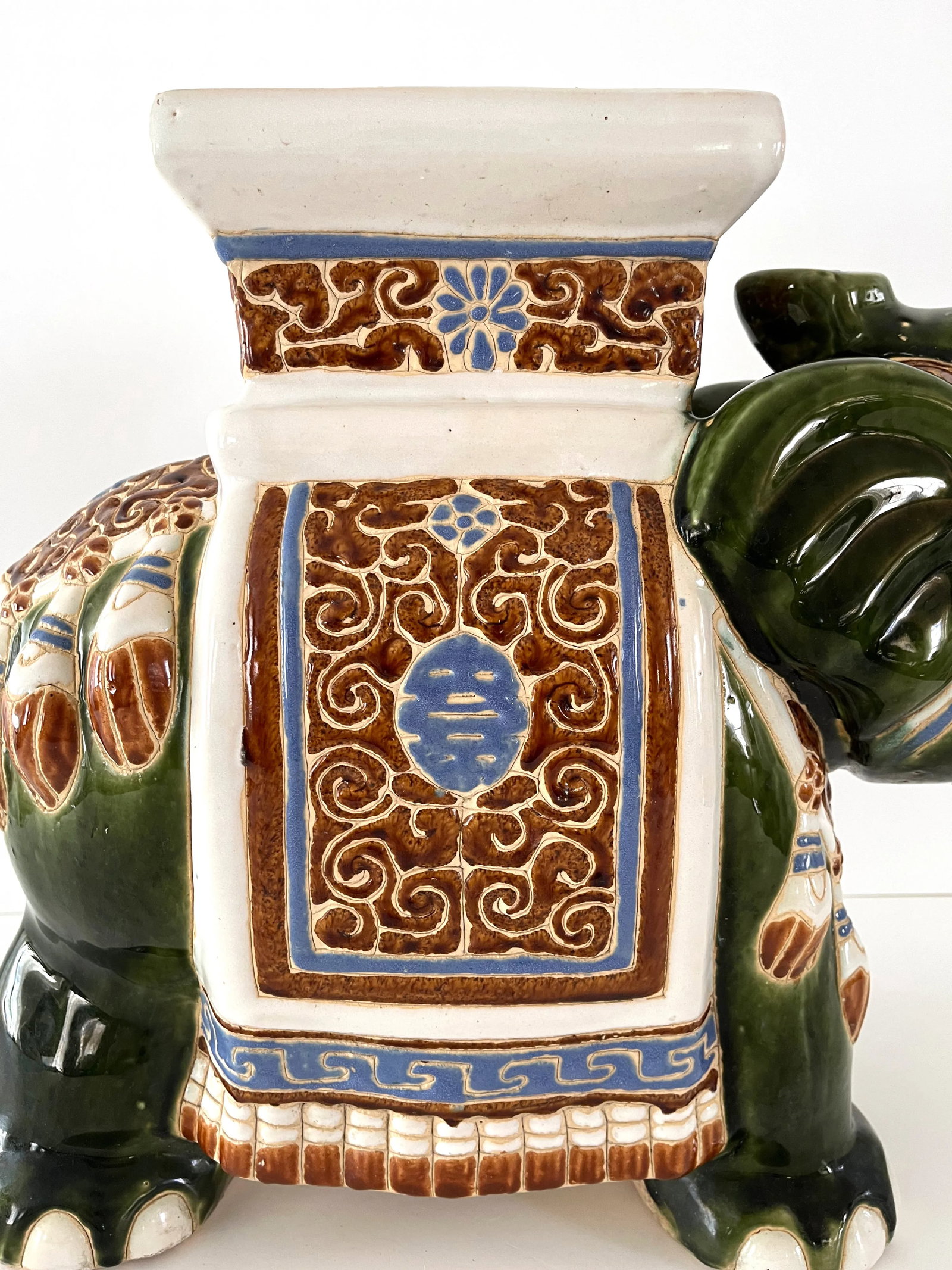 Mid Century Ceramic Elephant Garden Stool or Plant Stand - 7