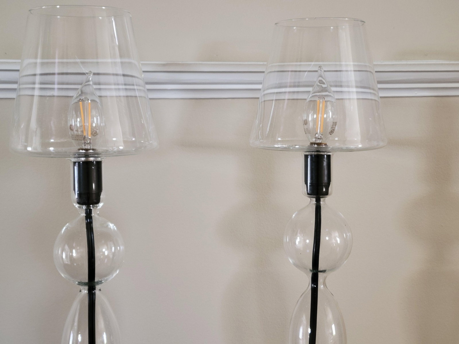 Les Heritiers Hand-Blown Glass Lamps - a Pair - 4