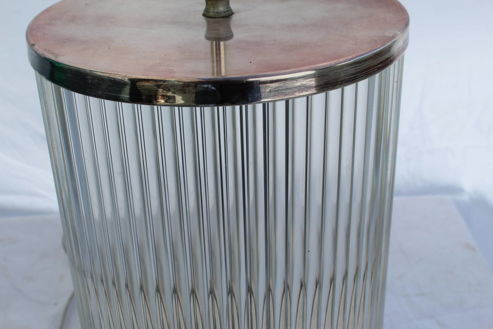 Art Deco Modern Glass Rods Silver Plated Deluxe Double Socket Assy Table Lamp - 4