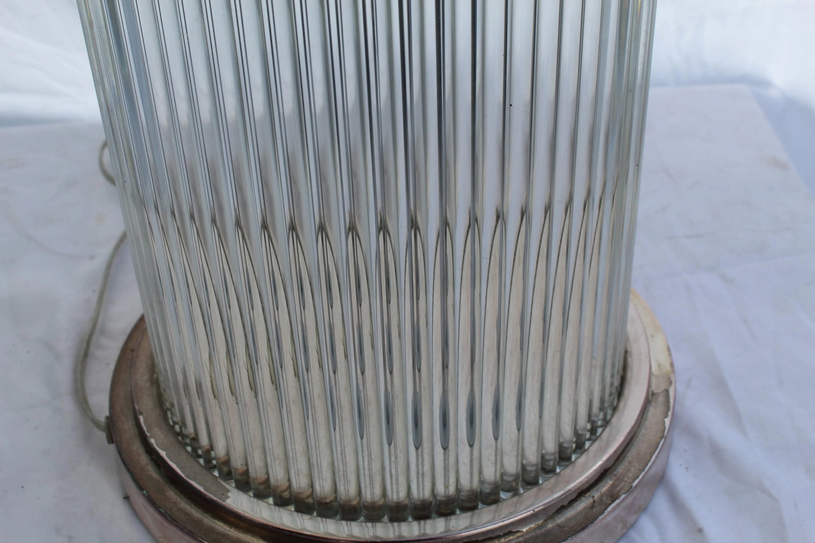 Art Deco Modern Glass Rods Silver Plated Deluxe Double Socket Assy Table Lamp - 5