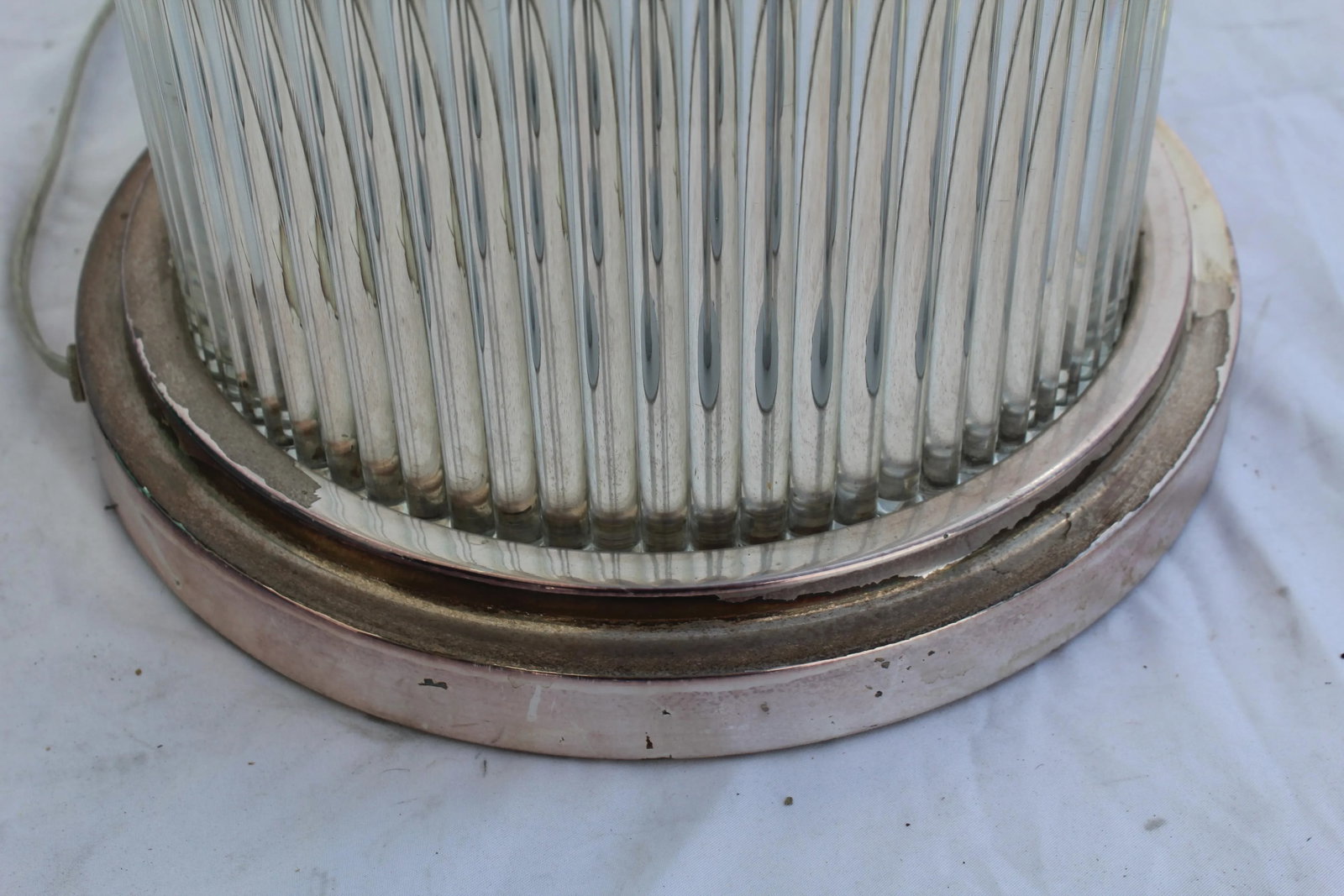 Art Deco Modern Glass Rods Silver Plated Deluxe Double Socket Assy Table Lamp - 6