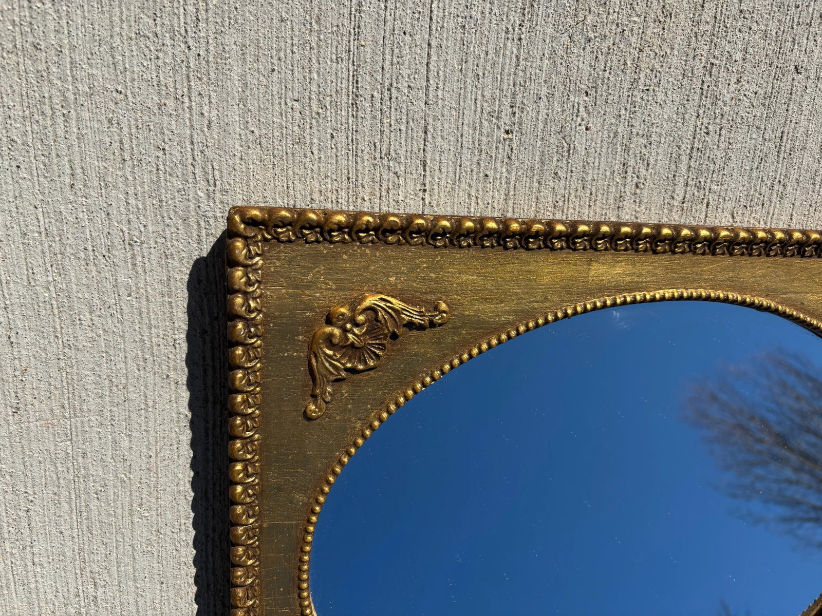 Antique Small Hollywood Regency Gold Gilt Wall Mirror With French Ornamentation - 2