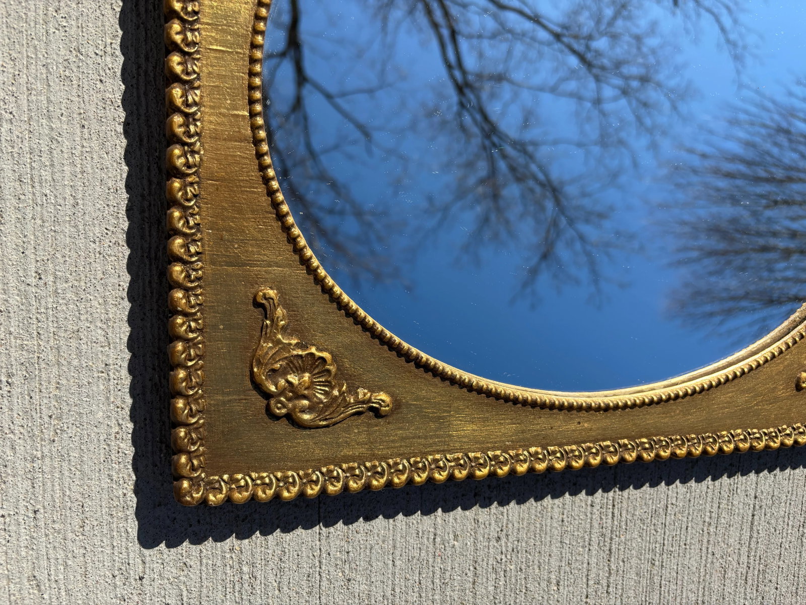 Antique Small Hollywood Regency Gold Gilt Wall Mirror With French Ornamentation - 3