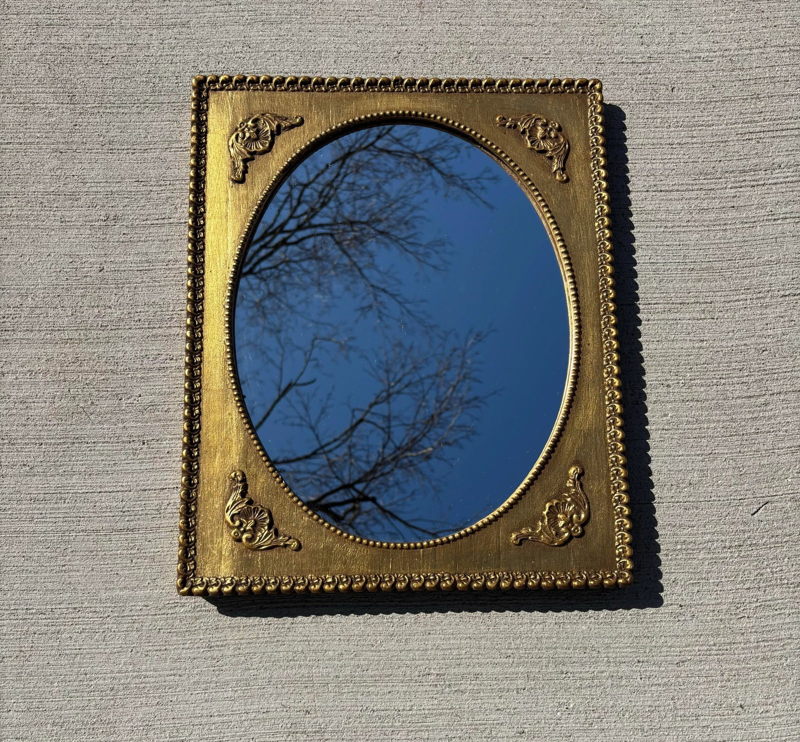 Antique Small Hollywood Regency Gold Gilt Wall Mirror With French Ornamentation - 4