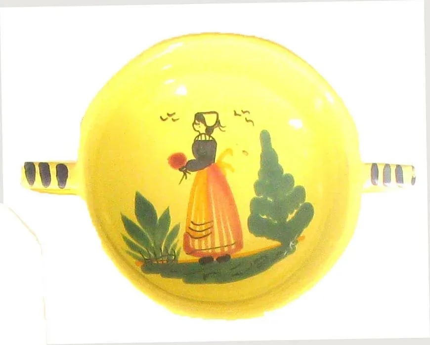 Vintage French Soleil Yellow Quimper Collection, Set of 3 - 3