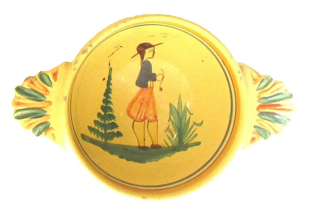 Vintage French Soleil Yellow Quimper Collection, Set of 3 - 4