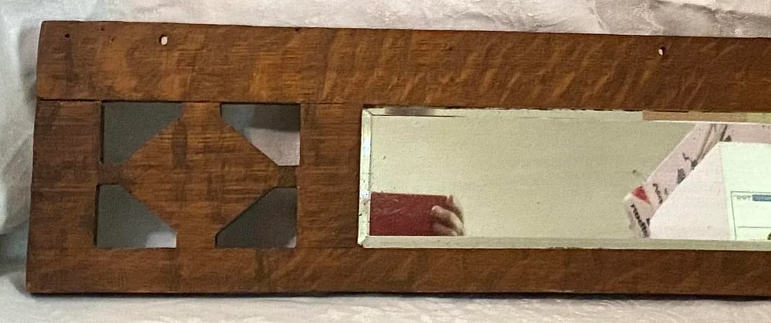 Small 19th Century Tiger Oak Beveled Entry Way Mirror - 11