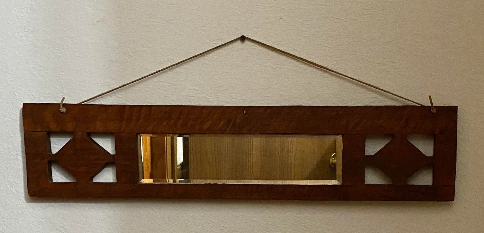 Small 19th Century Tiger Oak Beveled Entry Way Mirror - 12
